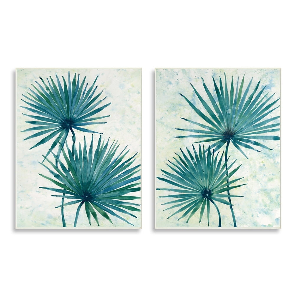 Stupell Industries Abstract Palm Fans Blue Green Silhouettes Wall Plaque by Tim OToole
