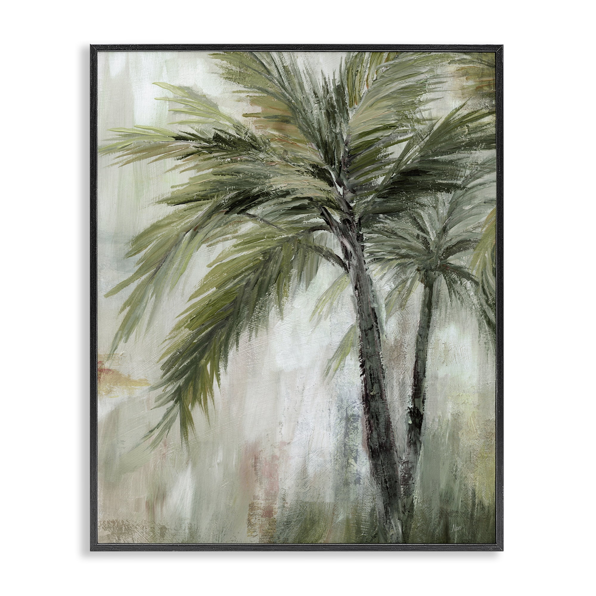 Stupell Industries Abstract Palm Fans Plants & Flowers Painting Black Framed Art Print Wall Art, 16 x 20