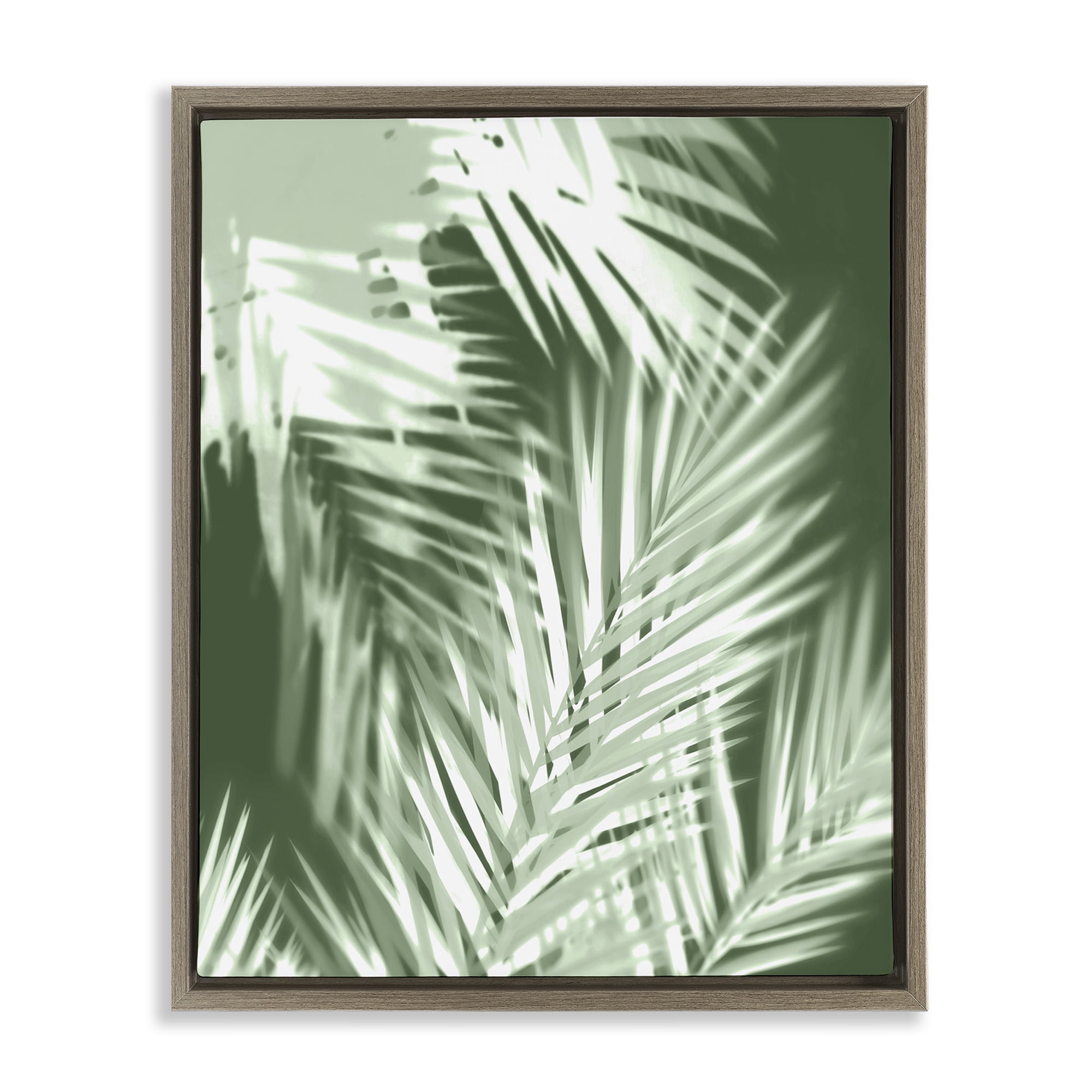 Stupell Industries Abstract Palm Leaves Botanical & Floral Painting Brown Floater Framed Art Print Wall Art, 17 x 21