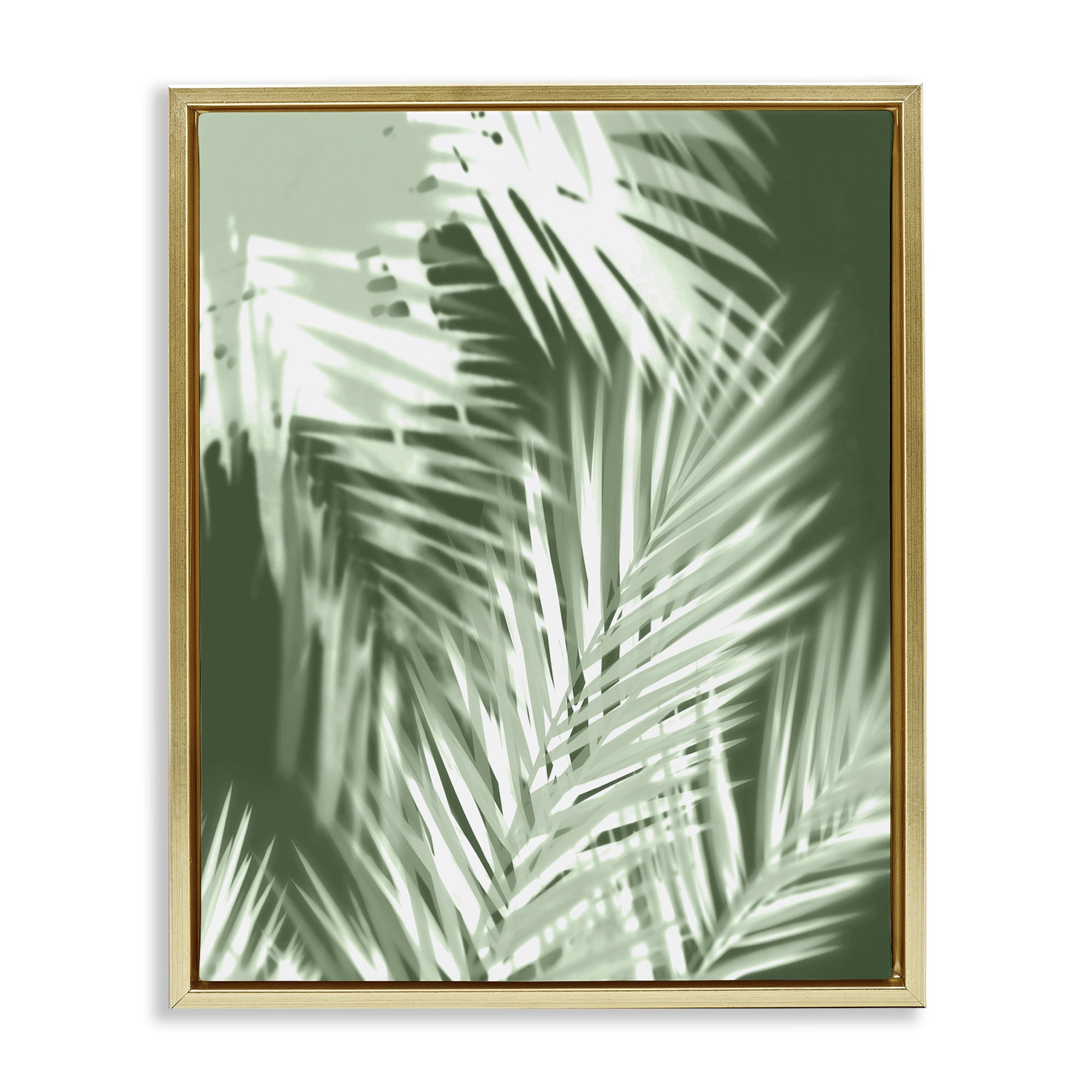 Stupell Industries Abstract Palm Leaves Botanical & Floral Painting Gold Floater Framed Art Print Wall Art, 17 x 21