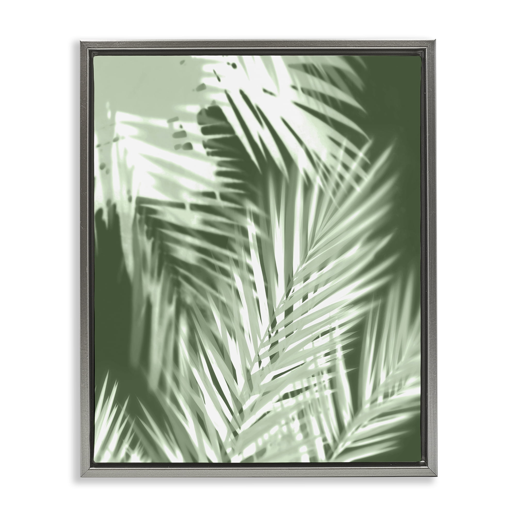 Stupell Industries Abstract Palm Leaves Botanical & Floral Painting Gray Floater Framed Art Print Wall Art, 17 x 21