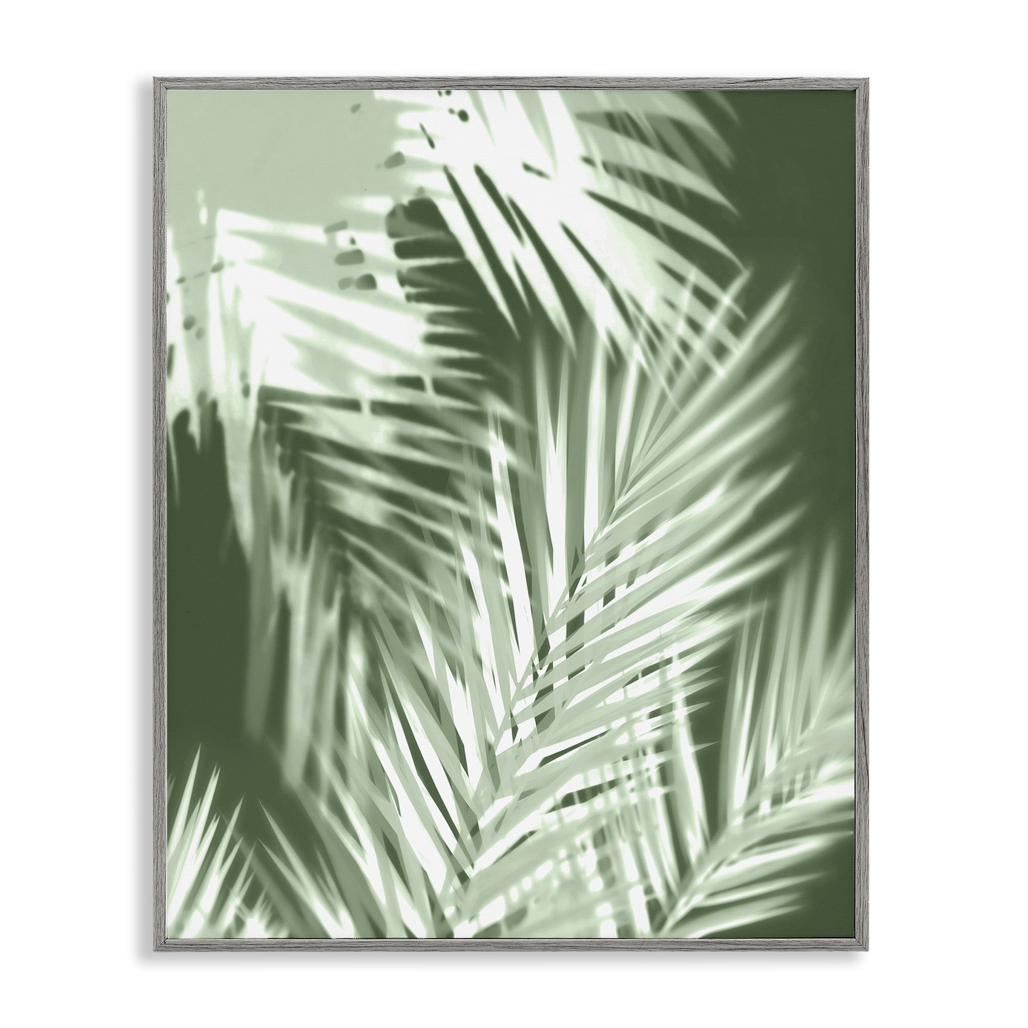 Stupell Industries Abstract Palm Leaves Botanical & Floral Painting Gray Framed Art Print Wall Art, 24 x 30