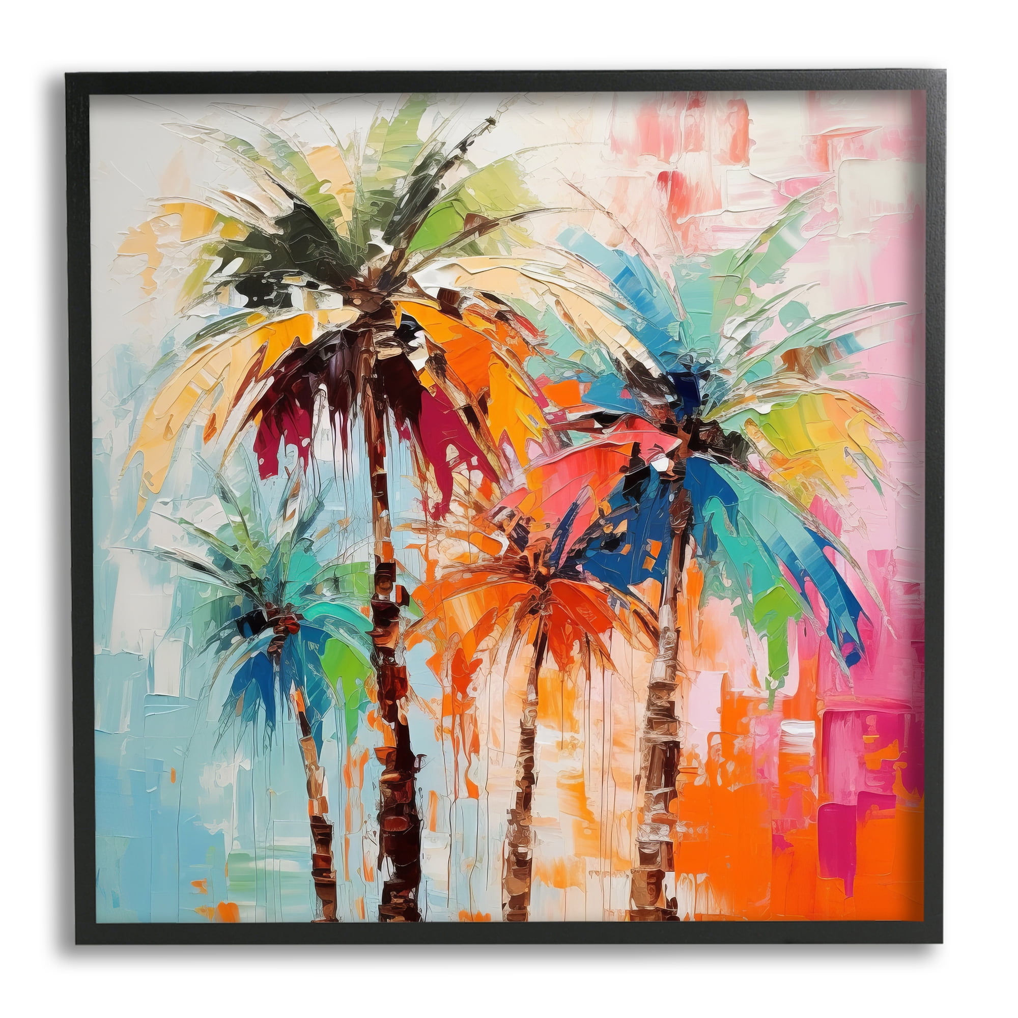 Stupell Industries Abstract Palm Tree Painting Botanical & Floral Painting Black Framed Art Print Wall Art, 17 x 17