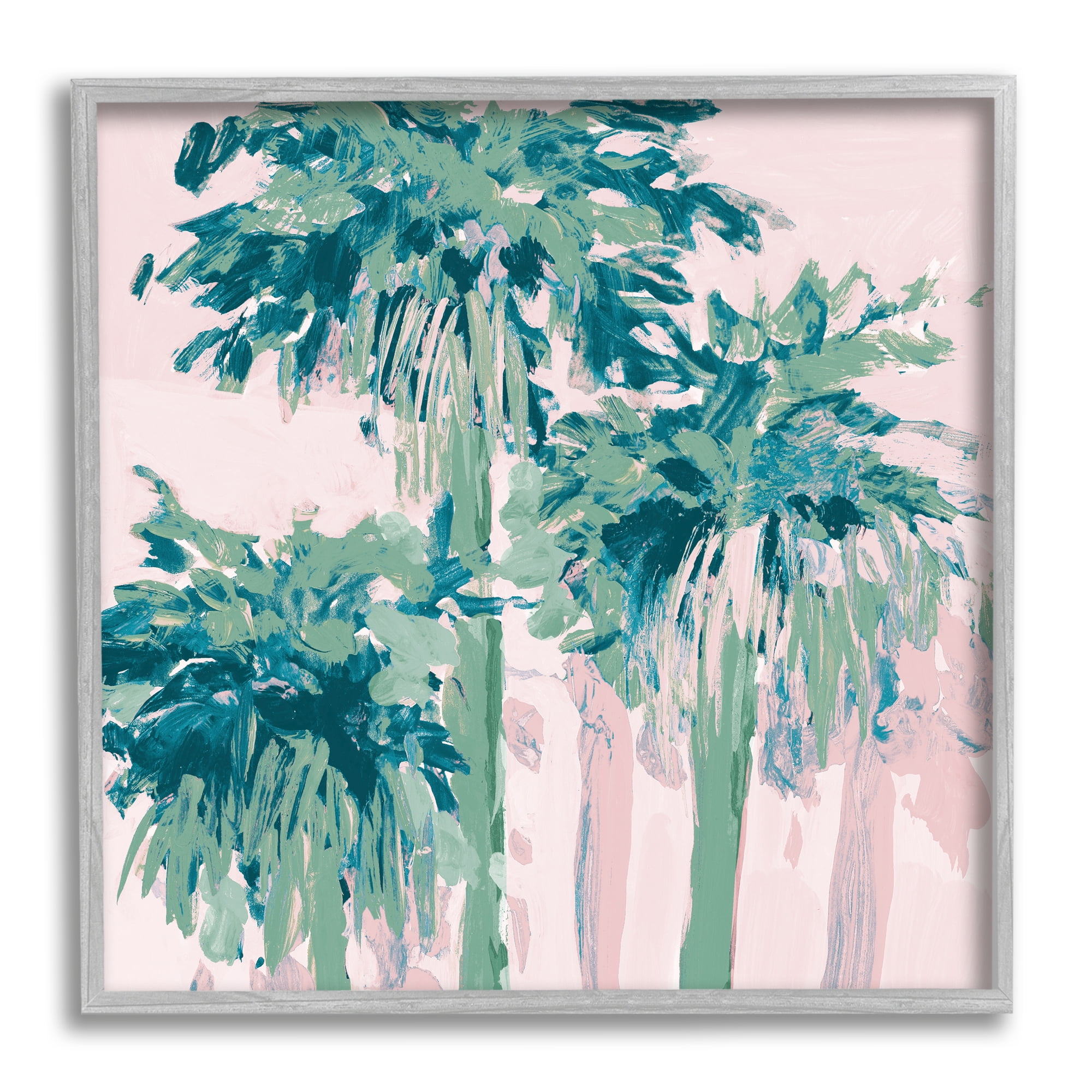 Stupell Industries Abstract Palms Trees Botanical & Floral Painting Gray Framed Art Print Wall Art, 17 x 17