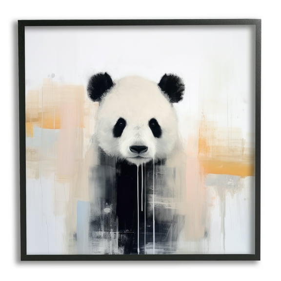 Stupell Industries Abstract Panda Bear Animals & Insects Painting Black Framed Art Print Wall Art, 12 x 12