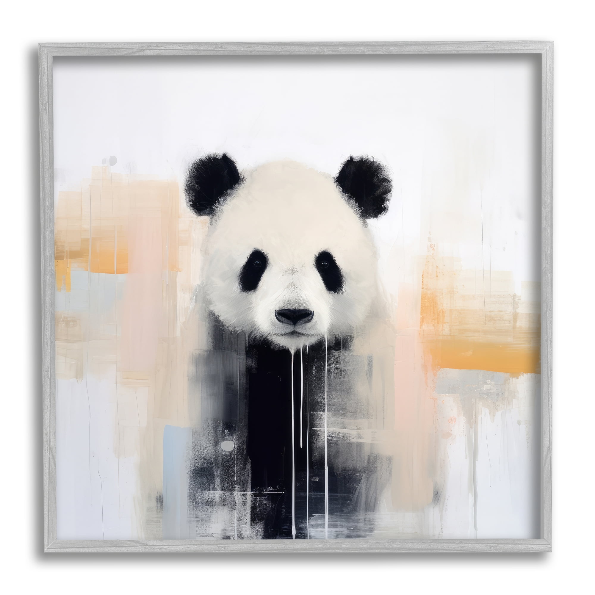 Stupell Industries Abstract Panda Bear Animals & Insects Painting Gray Framed Art Print Wall Art, 17 x 17