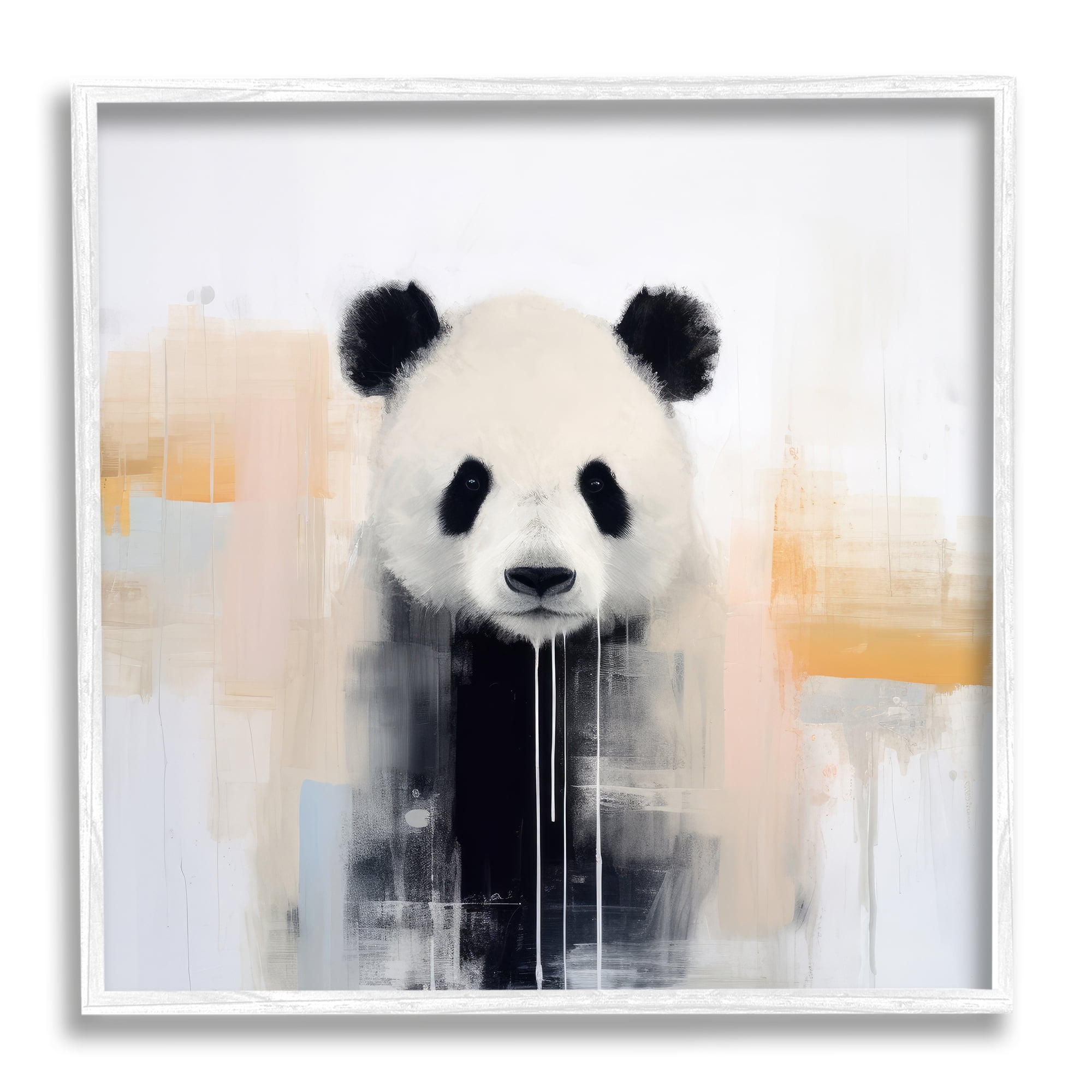 Stupell Industries Abstract Panda Bear Animals & Insects Painting White Framed Art Print Wall Art, 24 x 24