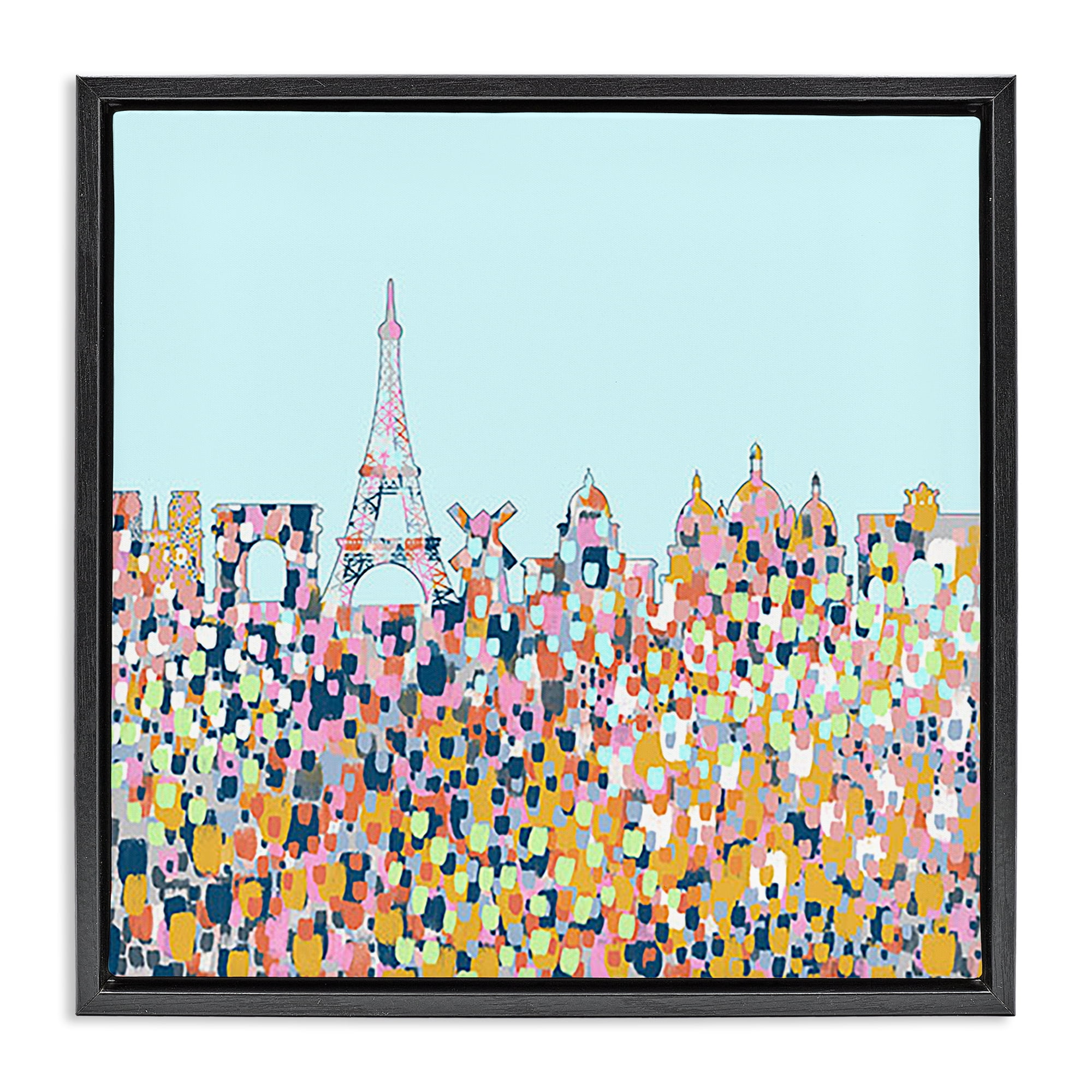 Stupell Industries Abstract Paris City View Abstract Painting Black Floater Framed Canvas Art Print Wall Art, 18 x 18