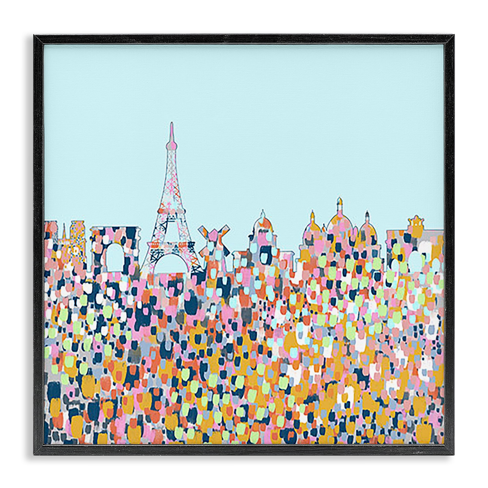 Stupell Industries Abstract Paris City View Abstract Painting Black Framed Art Print Wall Art, 24 x 24