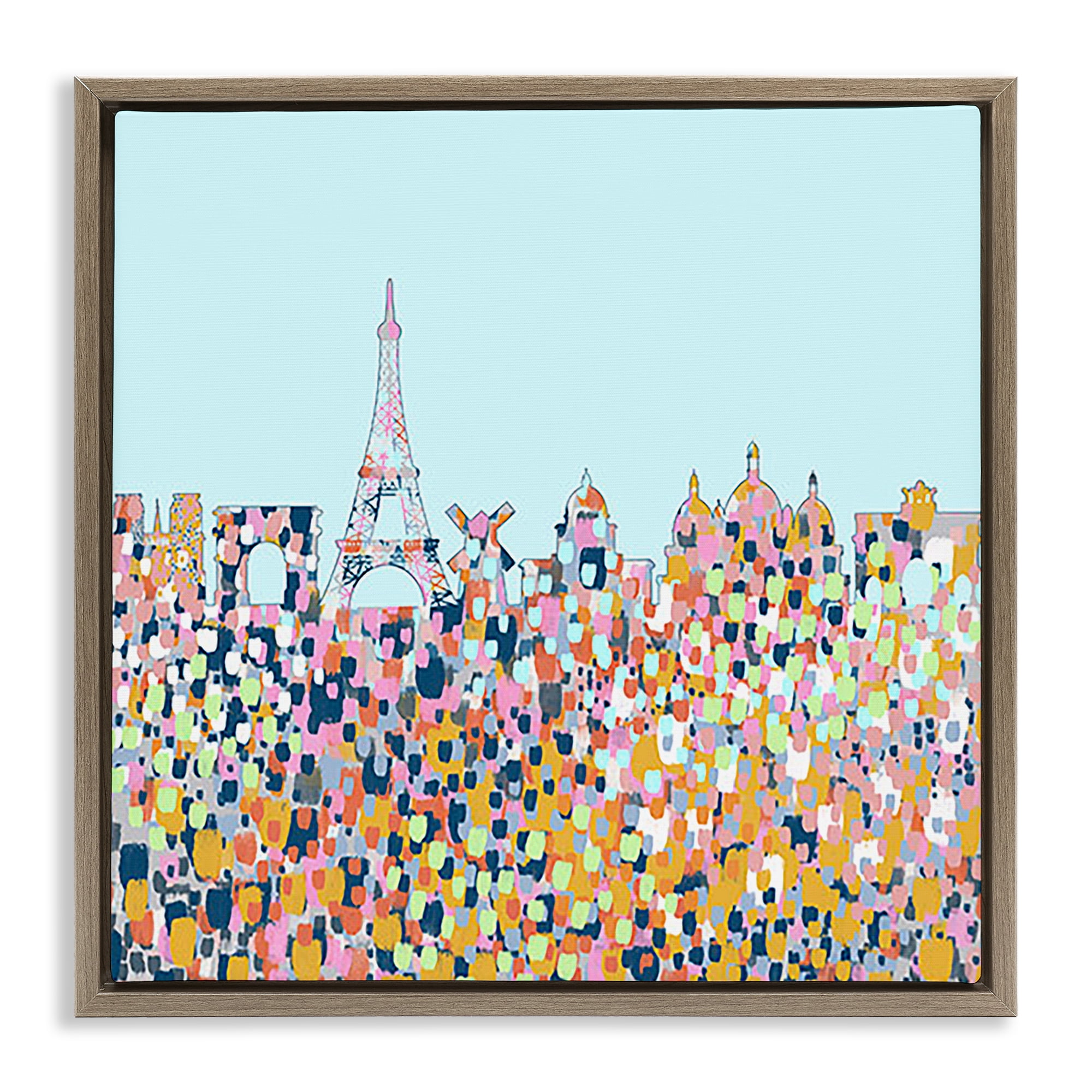 Stupell Industries Abstract Paris City View Abstract Painting Brown Floater Framed Canvas Art Print Wall Art, 18 x 18