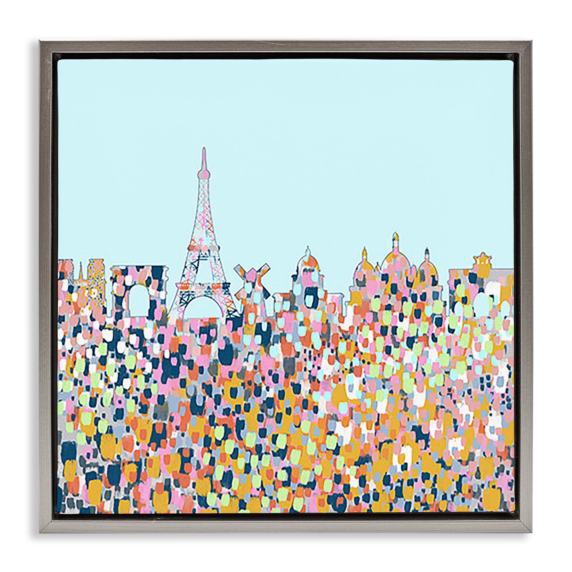 Stupell Industries Abstract Paris City View Abstract Painting Gray Floater Framed Canvas Art Print Wall Art, 18 x 18