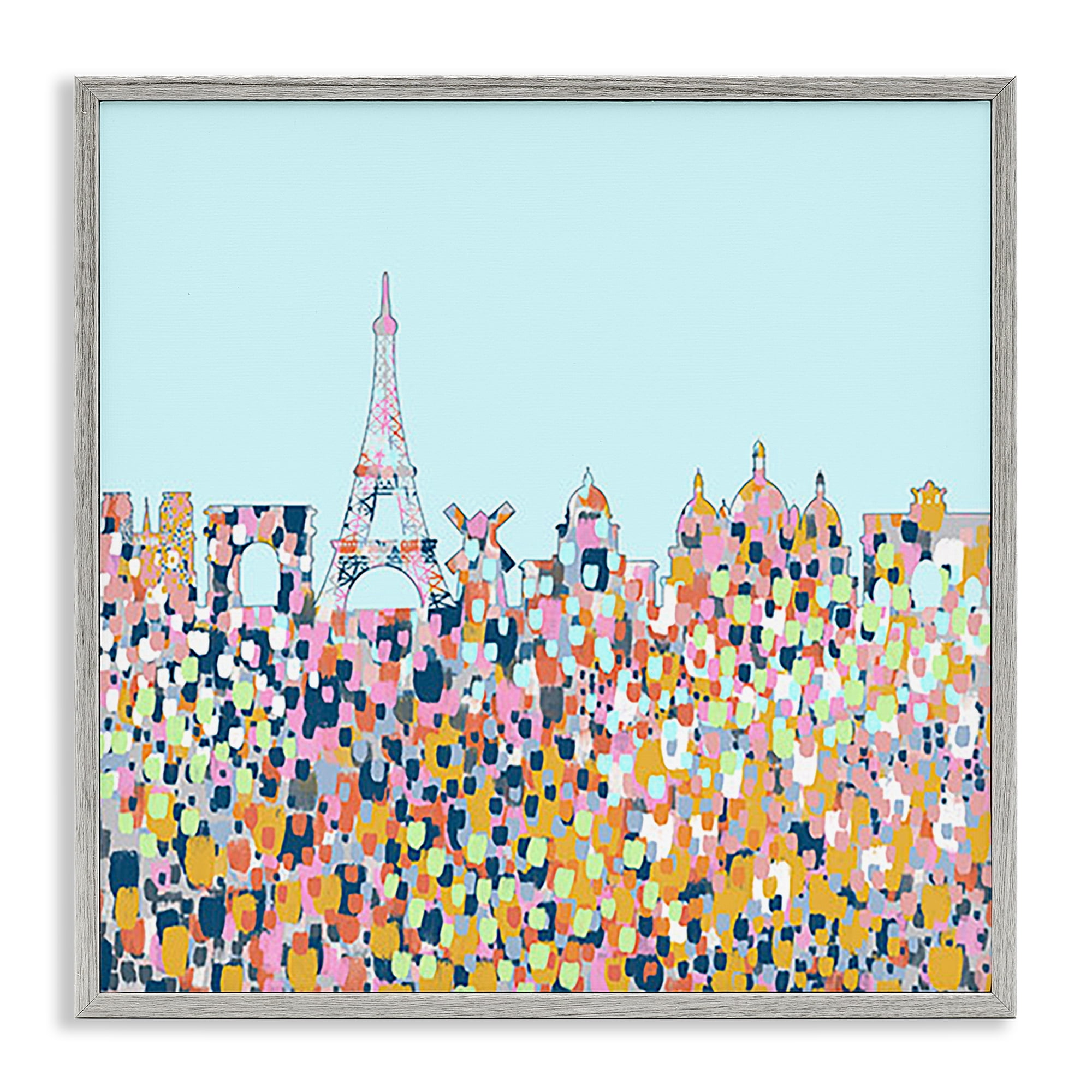 Stupell Industries Abstract Paris City View Abstract Painting Gray Framed Art Print Wall Art, 12 x 12