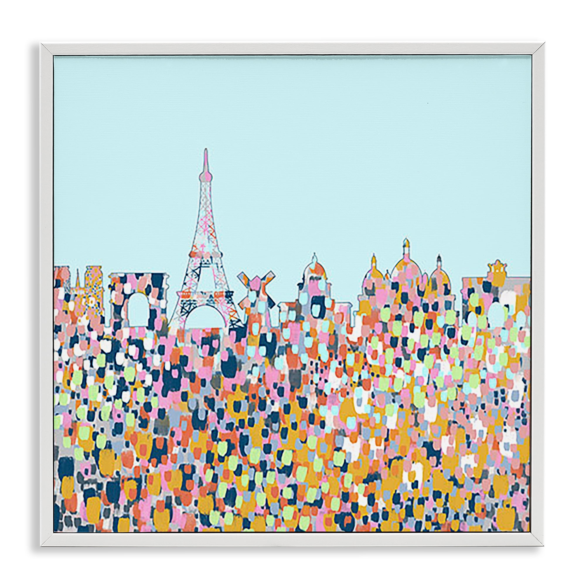Stupell Industries Abstract Paris City View Abstract Painting White Framed Art Print Wall Art, 12 x 12