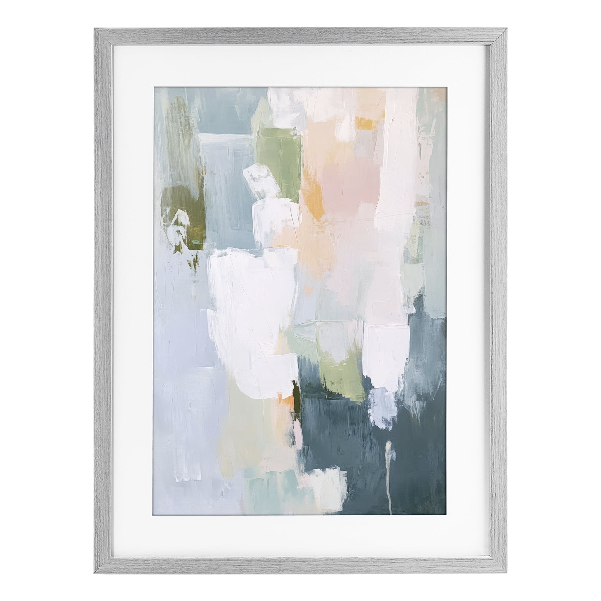 Stupell Industries Abstract Pastel Brushstroke Composition Gray Framed Print Under Glass, design by Petal Prints Design