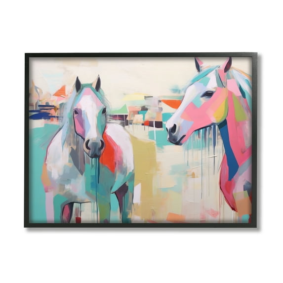 Stupell Industries Abstract Pastel Horses Animals & Insects Painting Black Framed Art Print Wall Art, 14 x 11