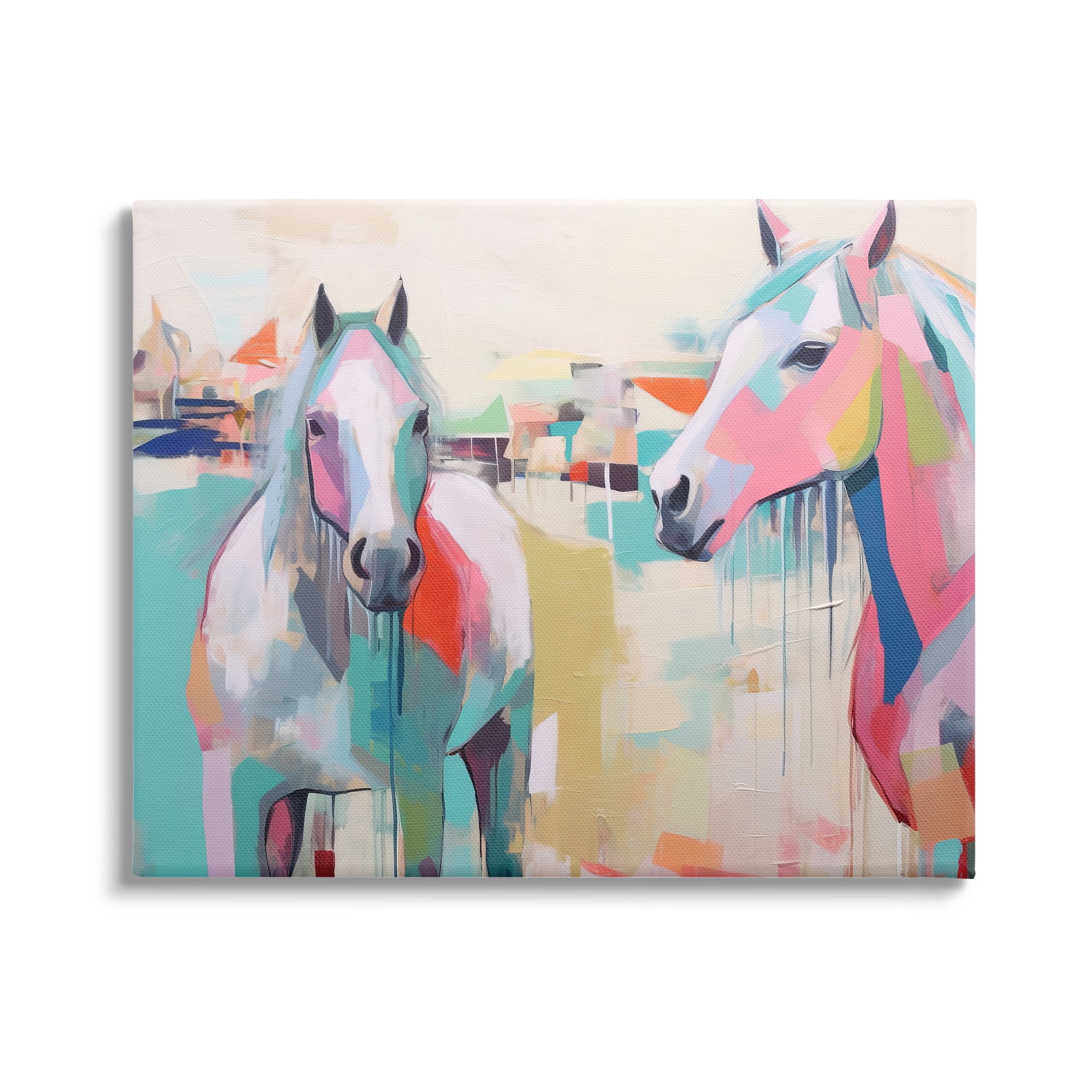 Stupell Industries Abstract Pastel Horses Animals & Insects Painting Gallery Wrapped Canvas Art Print Wall Art, 48 x 36