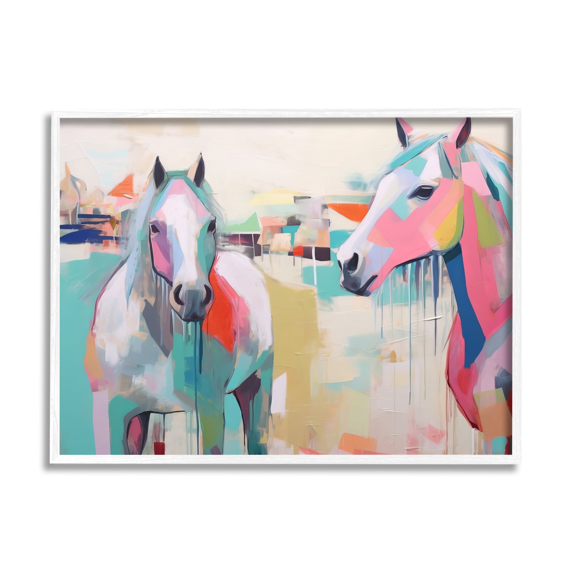 Stupell Industries Abstract Pastel Horses Animals & Insects Painting White Framed Art Print Wall Art, 30 x 24