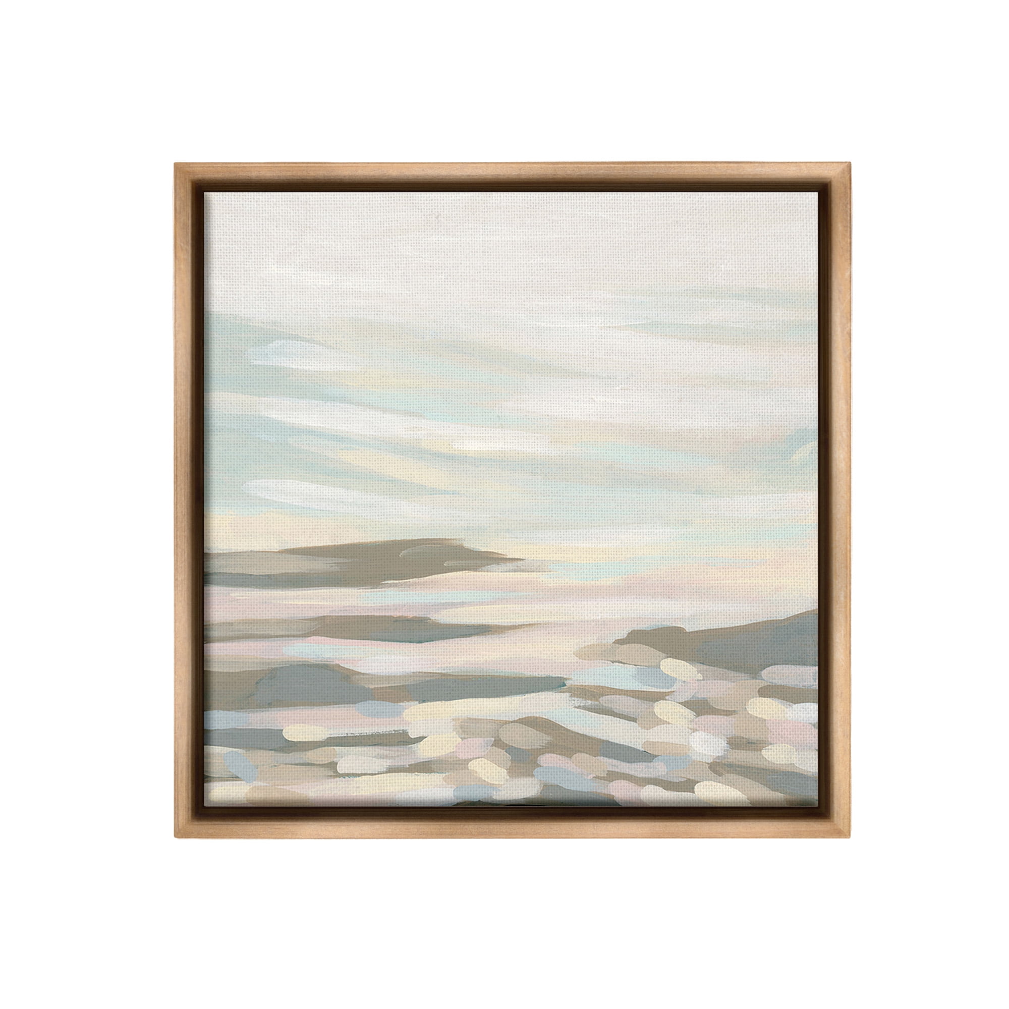 Stupell Industries Abstract Pastel Landscape Landscape Painting Brown Floater Framed Canvas Art Print Wall Art, 18 x 18