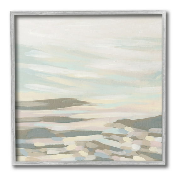 Stupell Industries Abstract Pastel Landscape Landscape Painting Gray Framed Art Print Wall Art, 17 x 17