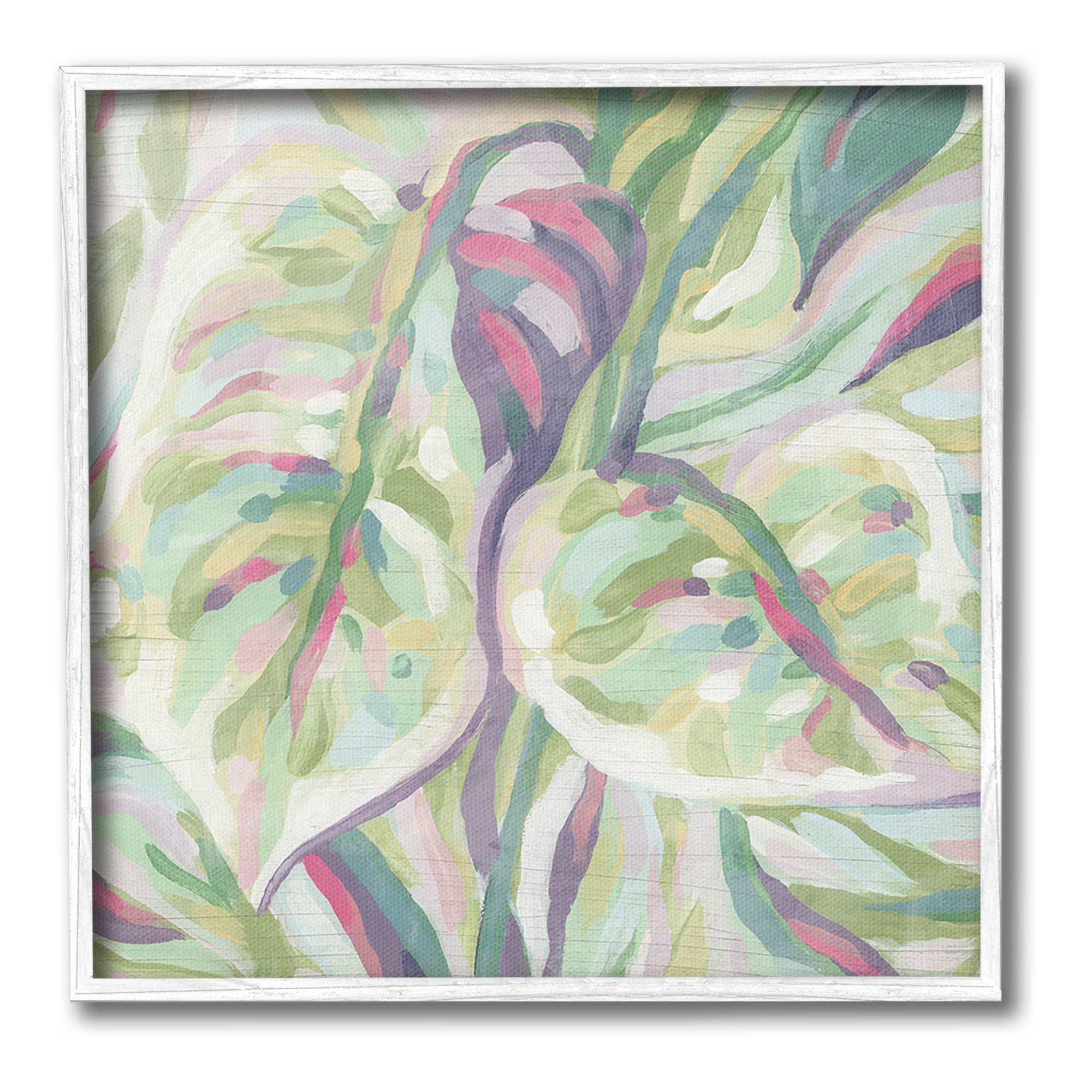 Stupell Industries Abstract Pastel Leaves Botanical & Floral Painting White Framed Art Print Wall Art, 17 x 17