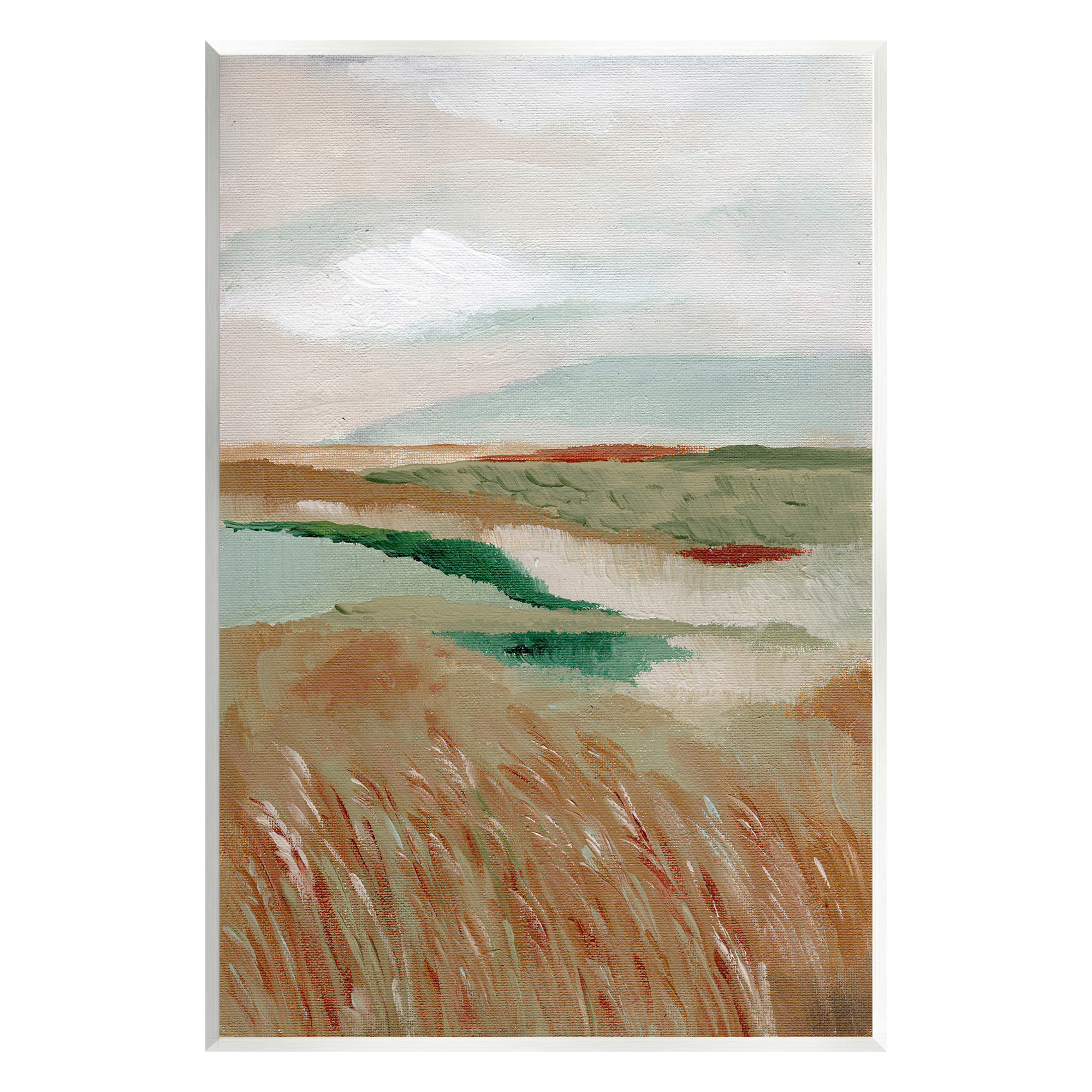 Stupell Industries Abstract Pasture with River Landscape Painting Unframed Art Print Wall Art, 10 x 15