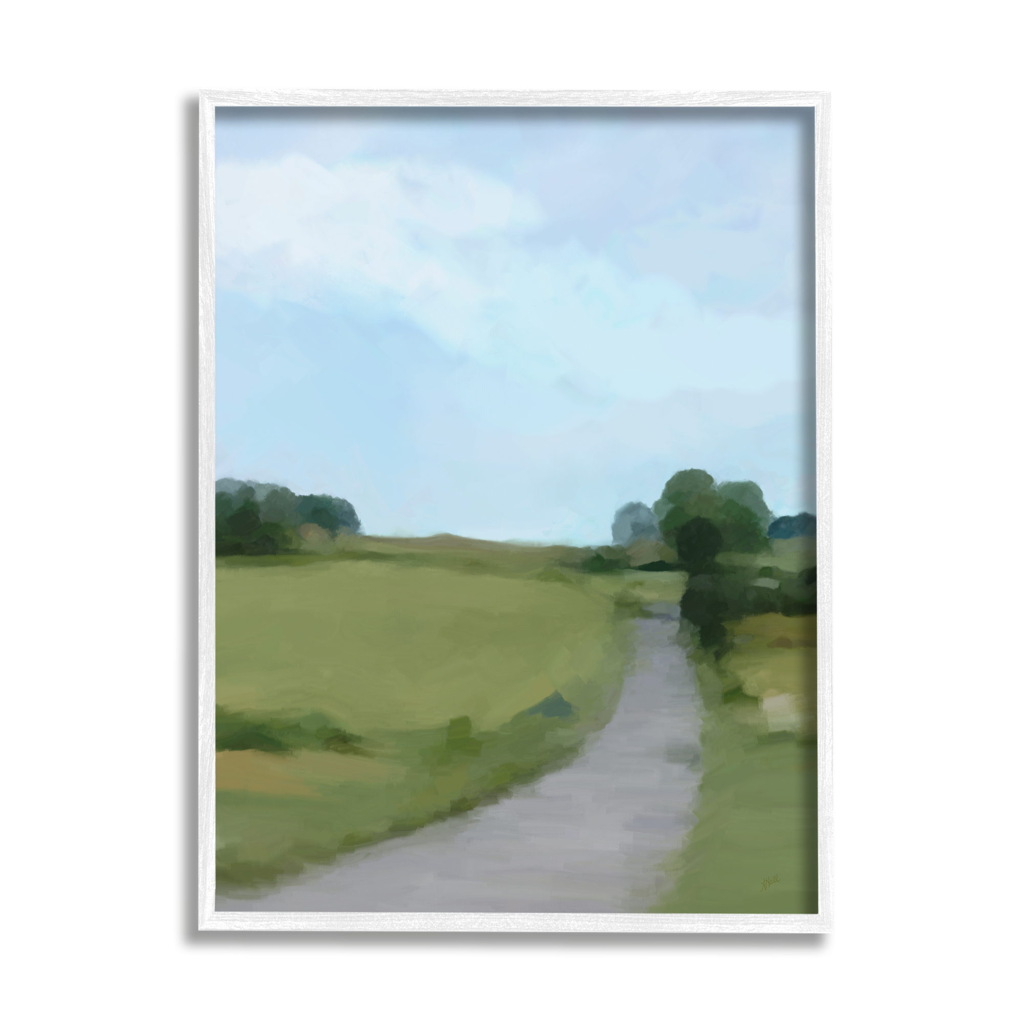 Stupell Industries Abstract Path Through Grassland Rural Landscape Scene Painting White Framed Art Print Wall Art, Design by Amy Hall