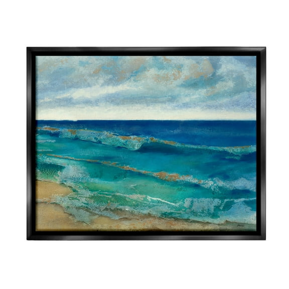 Stupell Industries Abstract Pattern Beach Landscape Painting Black Floater Framed Canvas Art Print Wall Art, 21 x 17