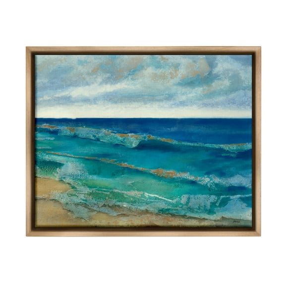 Stupell Industries Abstract Pattern Beach Landscape Painting Brown Floater Framed Canvas Art Print Wall Art, 21 x 17