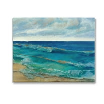 Stupell Industries Abstract Pattern Beach Landscape Painting Gallery Wrapped Canvas Art Print Wall Art, 20 x 16