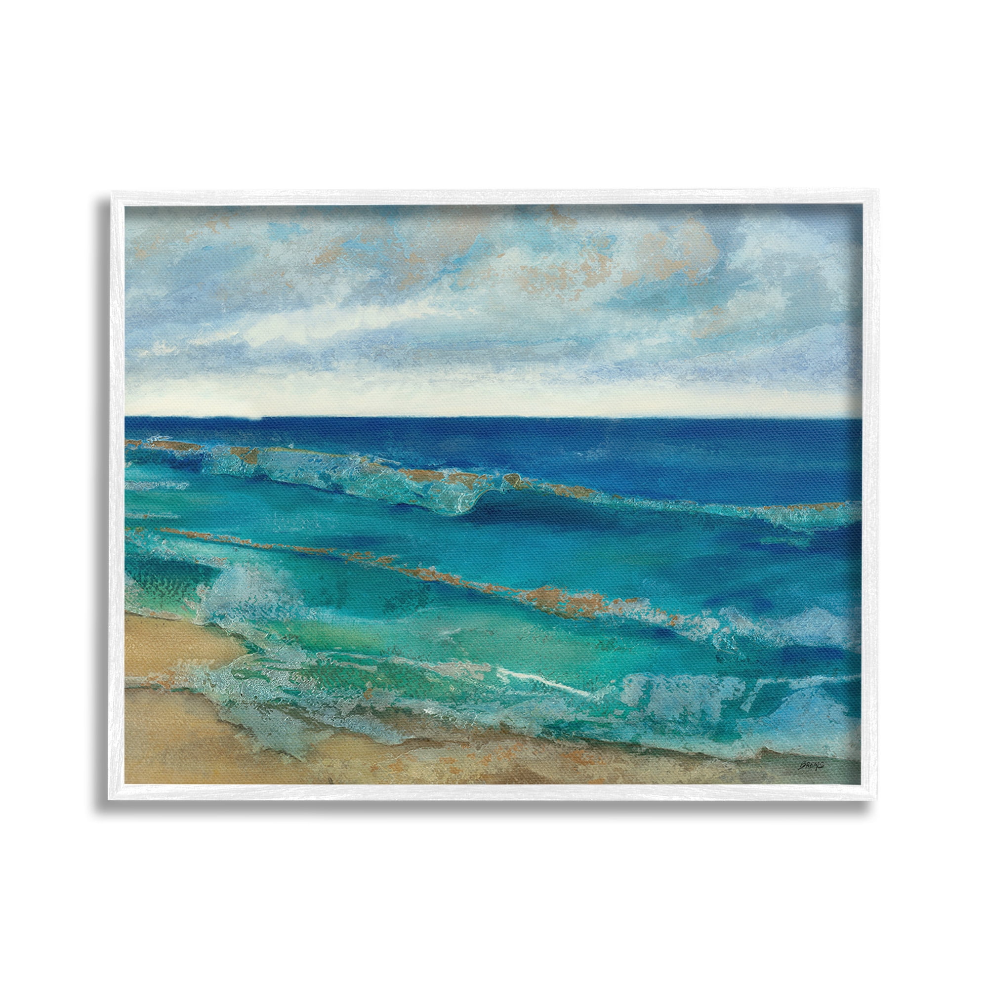 Stupell Industries Abstract Pattern Beach Landscape Painting White Framed Art Print Wall Art, 30 x 24