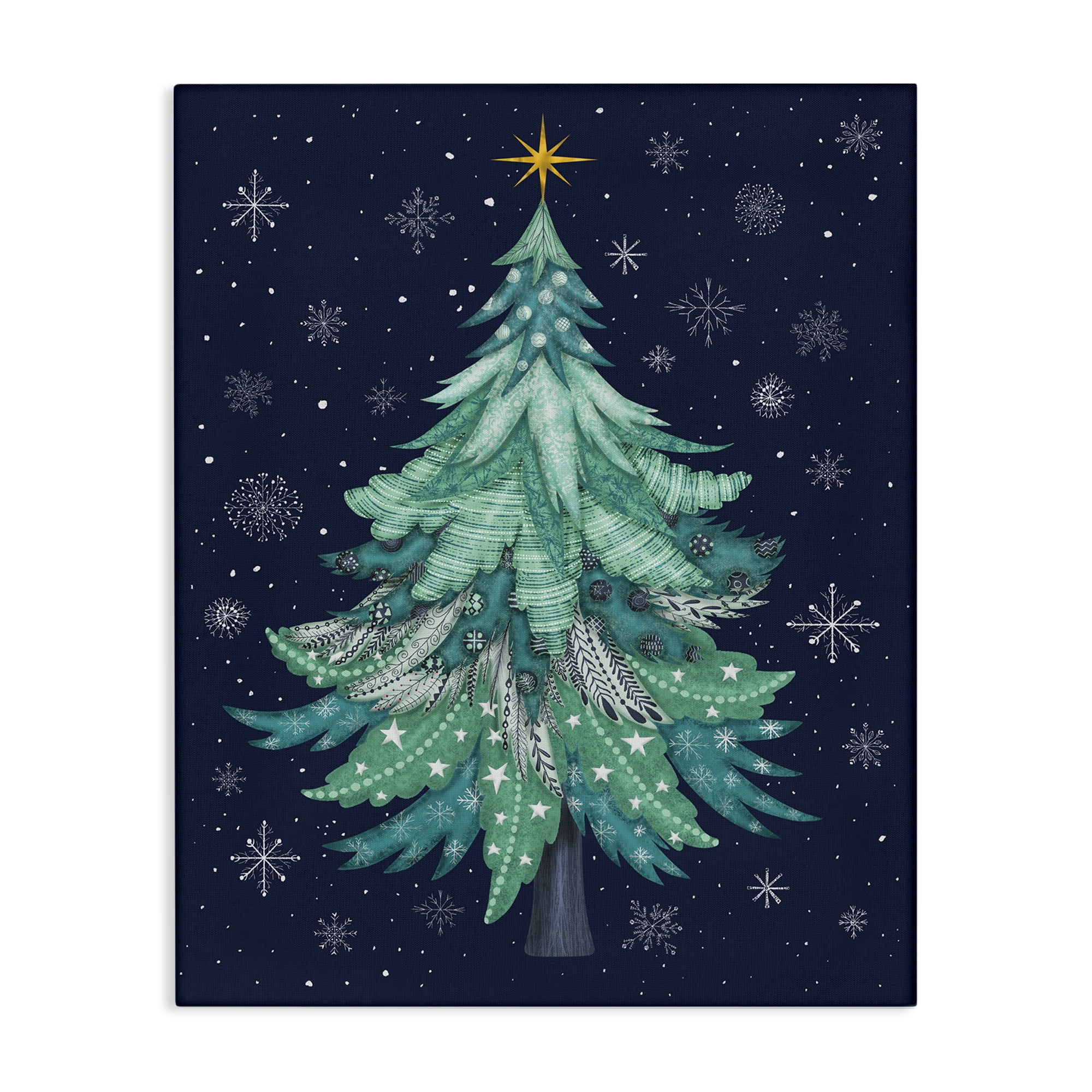 Stupell Industries Abstract Pattern Xmas Tree Holiday Painting Gallery Wrapped Canvas Art Prints Wall Art, 36 x 48