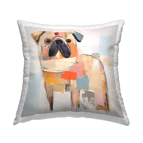 Stupell Industries Abstract Patterned Pug Decorative Printed Throw Pillow, 18 x 18
