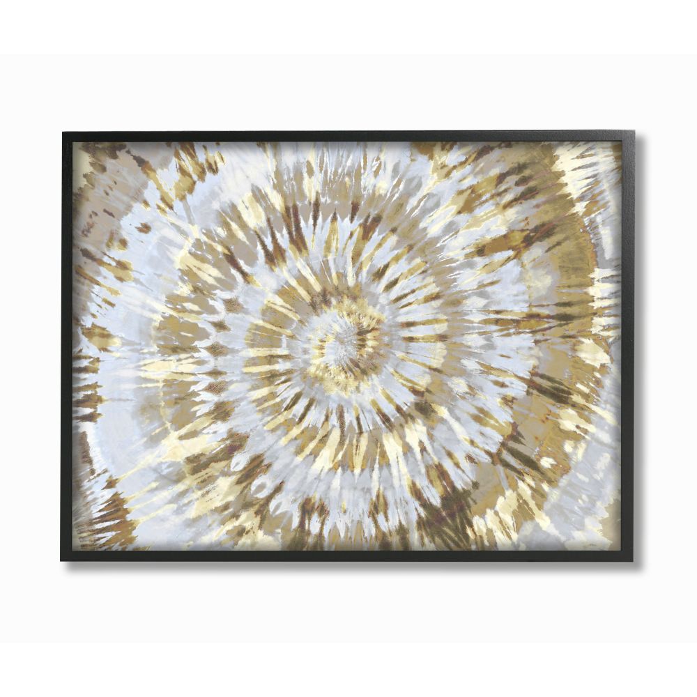 Stupell Industries Abstract Patterned Tie Dye Spiral Brown Beige Design Framed Wall Art Design by Molly Kearns, 11" x 14", Black Framed