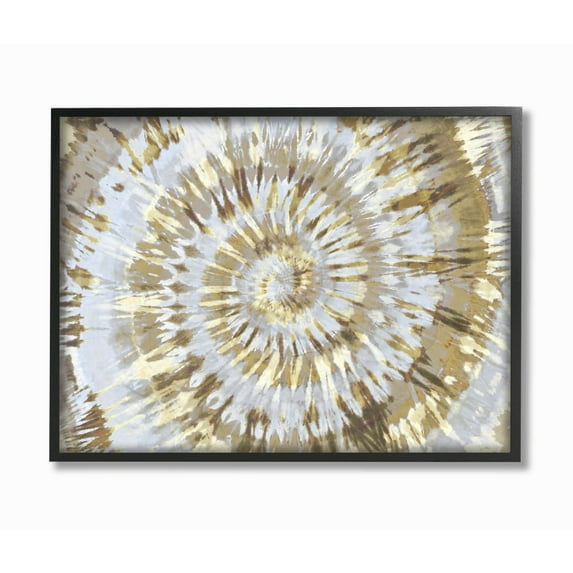 Stupell Industries Abstract Patterned Tie Dye Spiral Brown Beige Design Framed Wall Art Design by Molly Kearns, 24" x 30", Black Framed