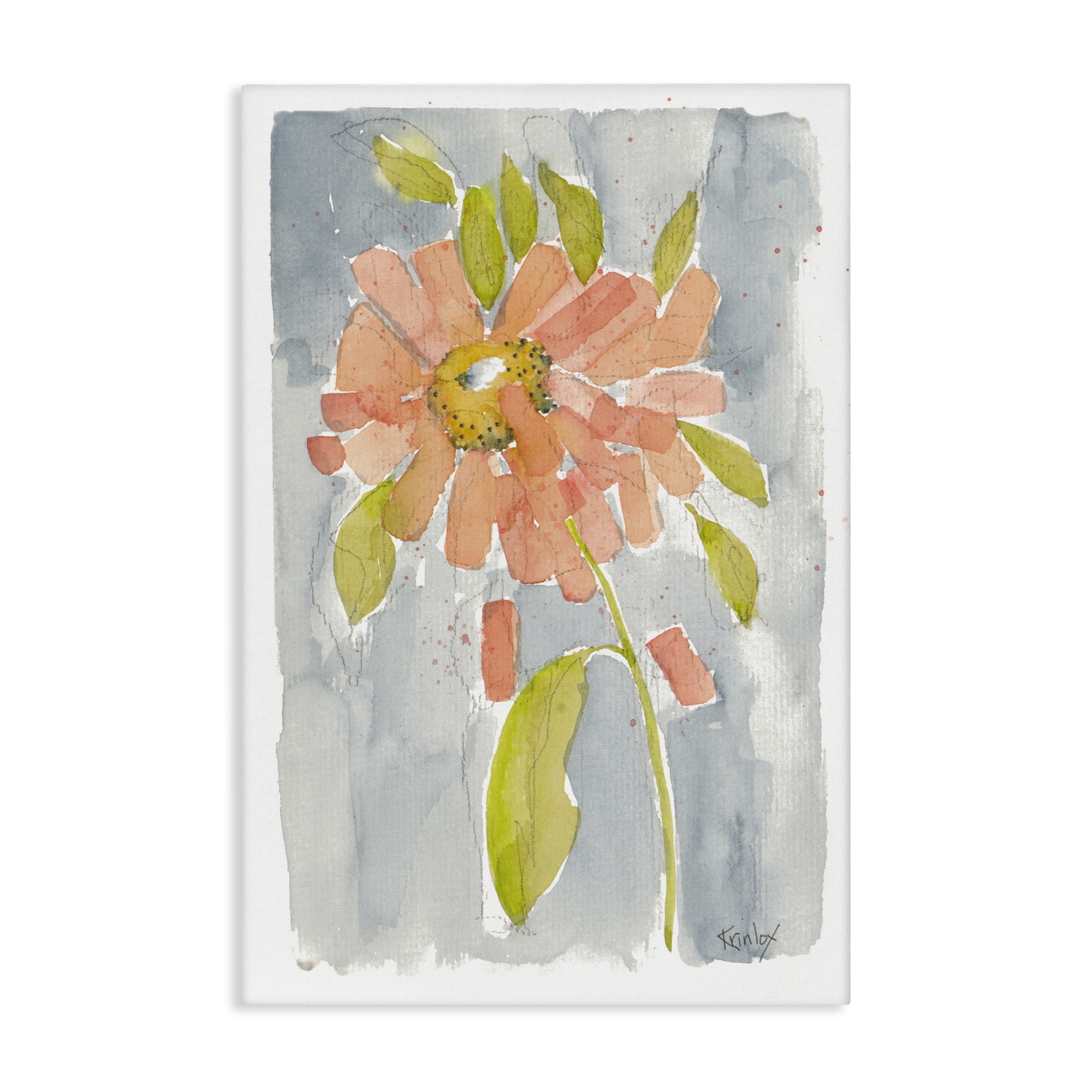 Stupell Industries Abstract Peach Dahlia Botanical & Floral Painting Gallery Wrapped Canvas Art Print Wall Art, 20 x 30