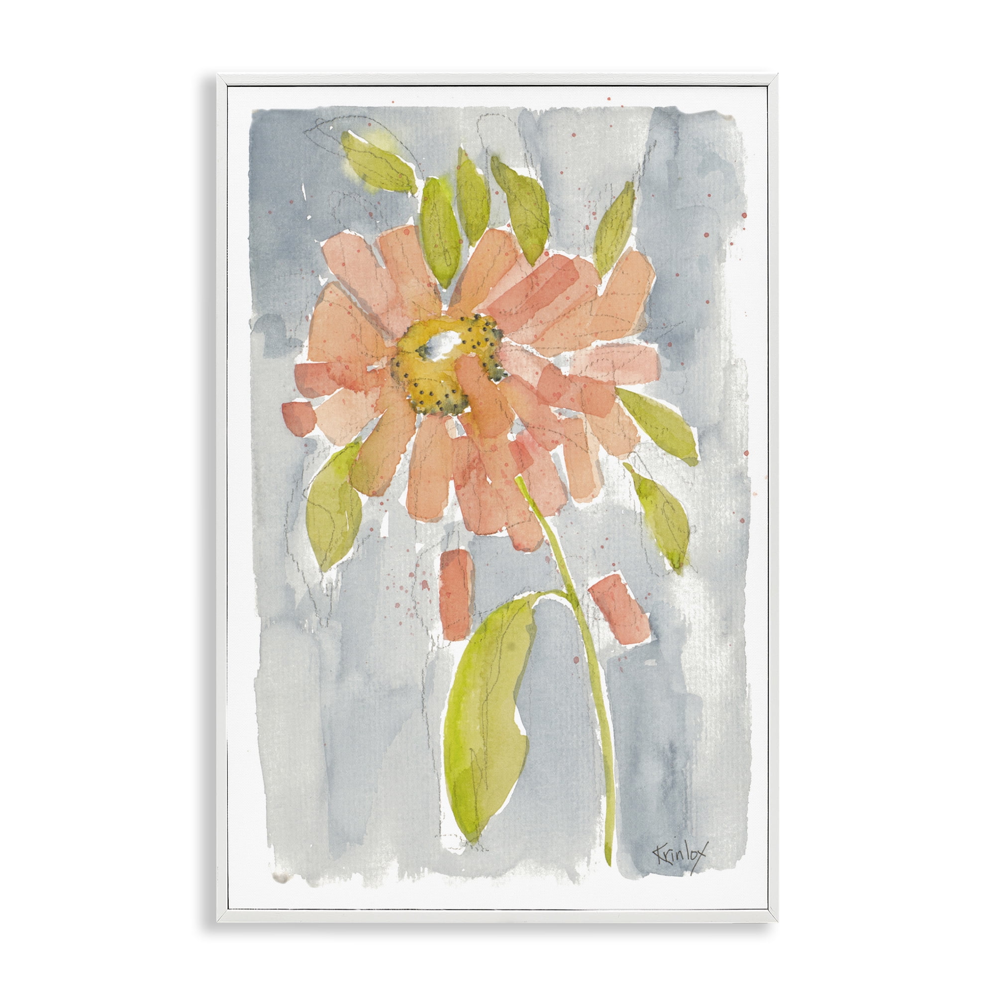 Stupell Industries Abstract Peach Dahlia Botanical & Floral Painting White Framed Art Print Wall Art, 20 x 30