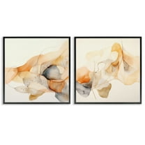 Stupell Industries Abstract Peach Watercolor Shapes Abstract Painting Black Framed Art Print Wall Art, 12 x 12, Set of 2