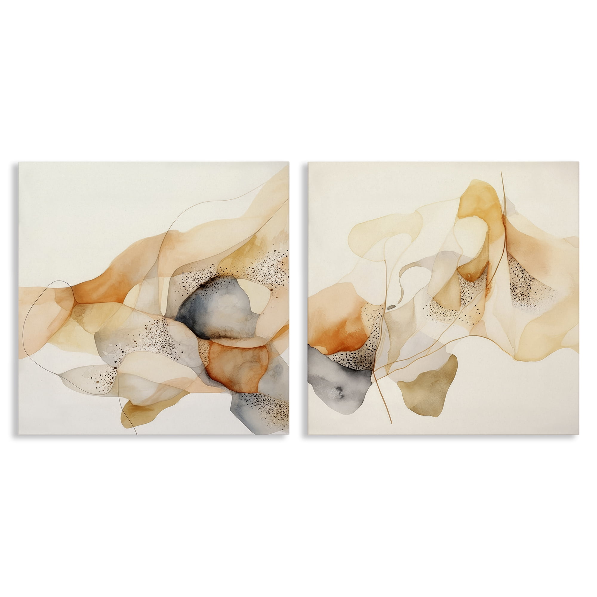 Stupell Industries Abstract Peach Watercolor Shapes Abstract Painting Wrapped Canvas Art Print Wall Art, 17 x 17, Set of 2