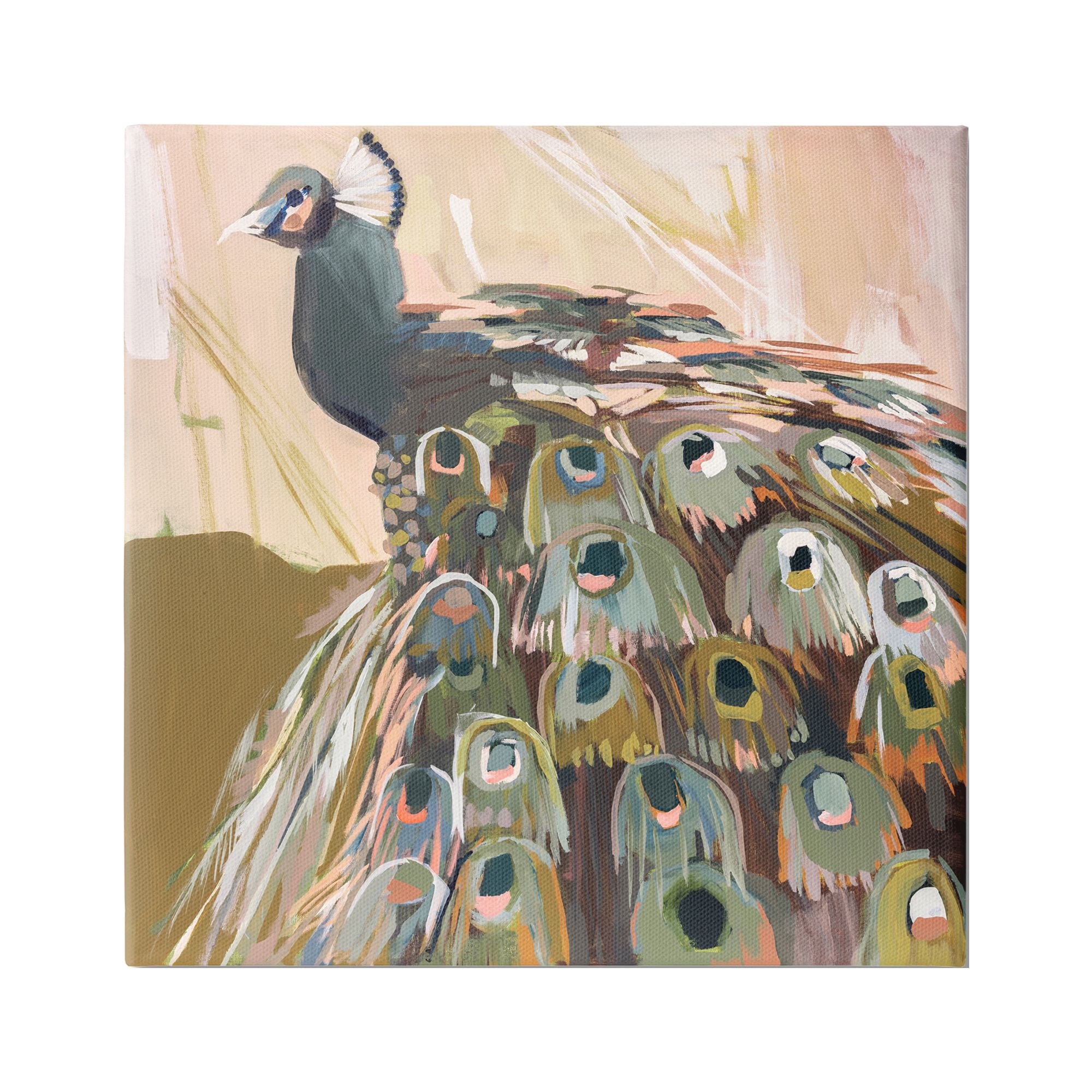 Stupell Industries Abstract Peacock Portrait Animals & Insects Painting Gallery Wrapped Canvas Art Print Wall Art, 36 x 36