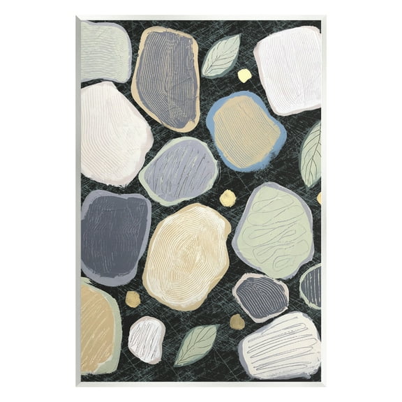 Stupell Industries Abstract Pebbles & Leaves Abstract Painting Unframed Art Print Wall Art, 10 x 15
