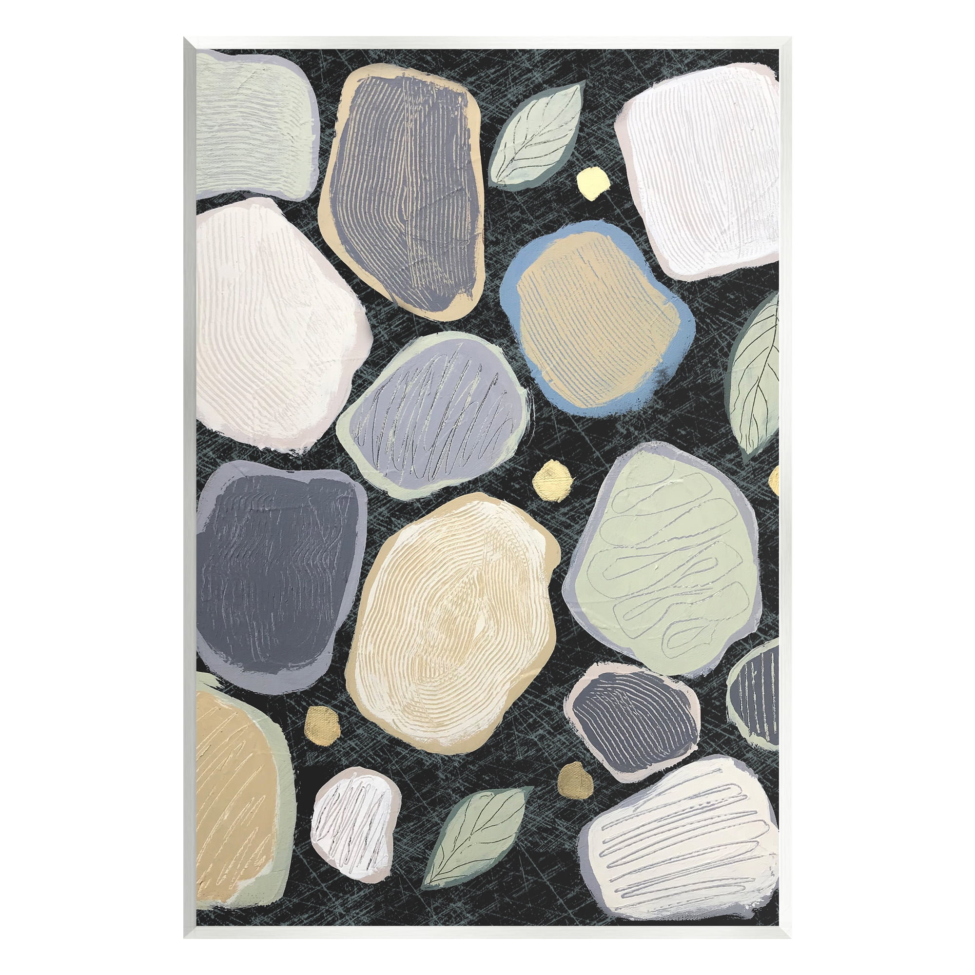 Stupell Industries Abstract Pebbles & Leaves Abstract Painting Unframed Art Print Wall Art, 13 x 19