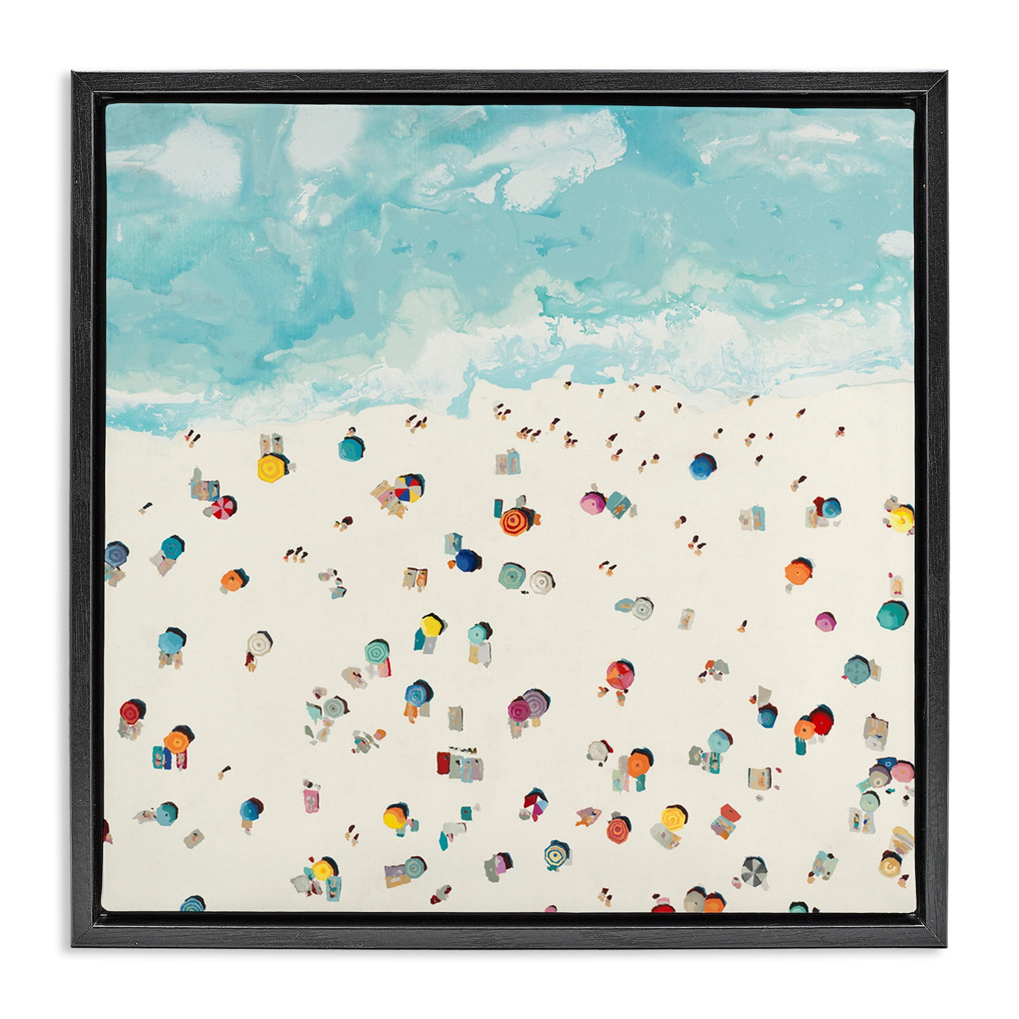 Stupell Industries Abstract People on Beach Nature Painting Black Floater Framed Canvas Art Print Wall Art, 25 x 25