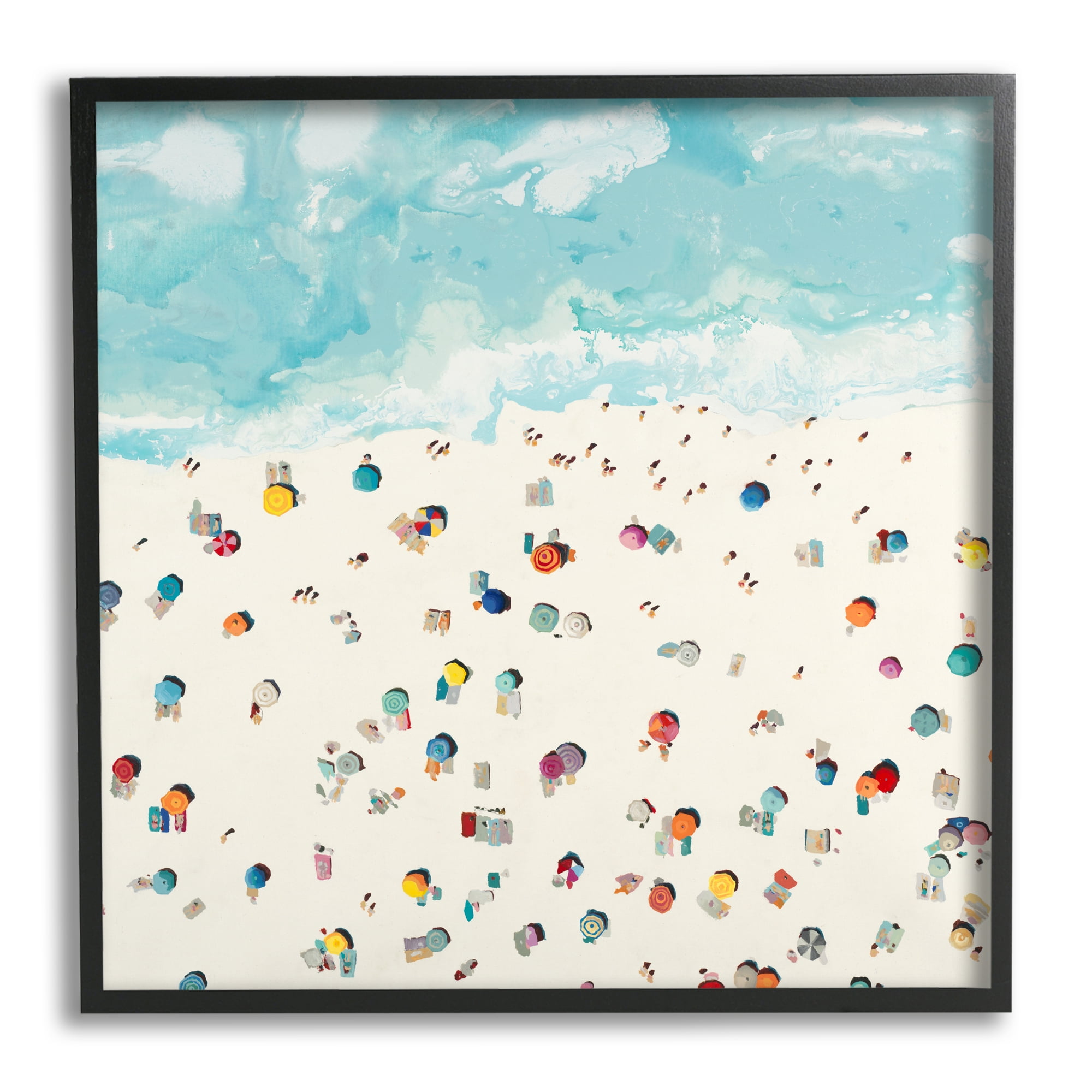 Stupell Industries Abstract People on Beach Nature Painting Black Framed Art Print Wall Art, 17 x 17