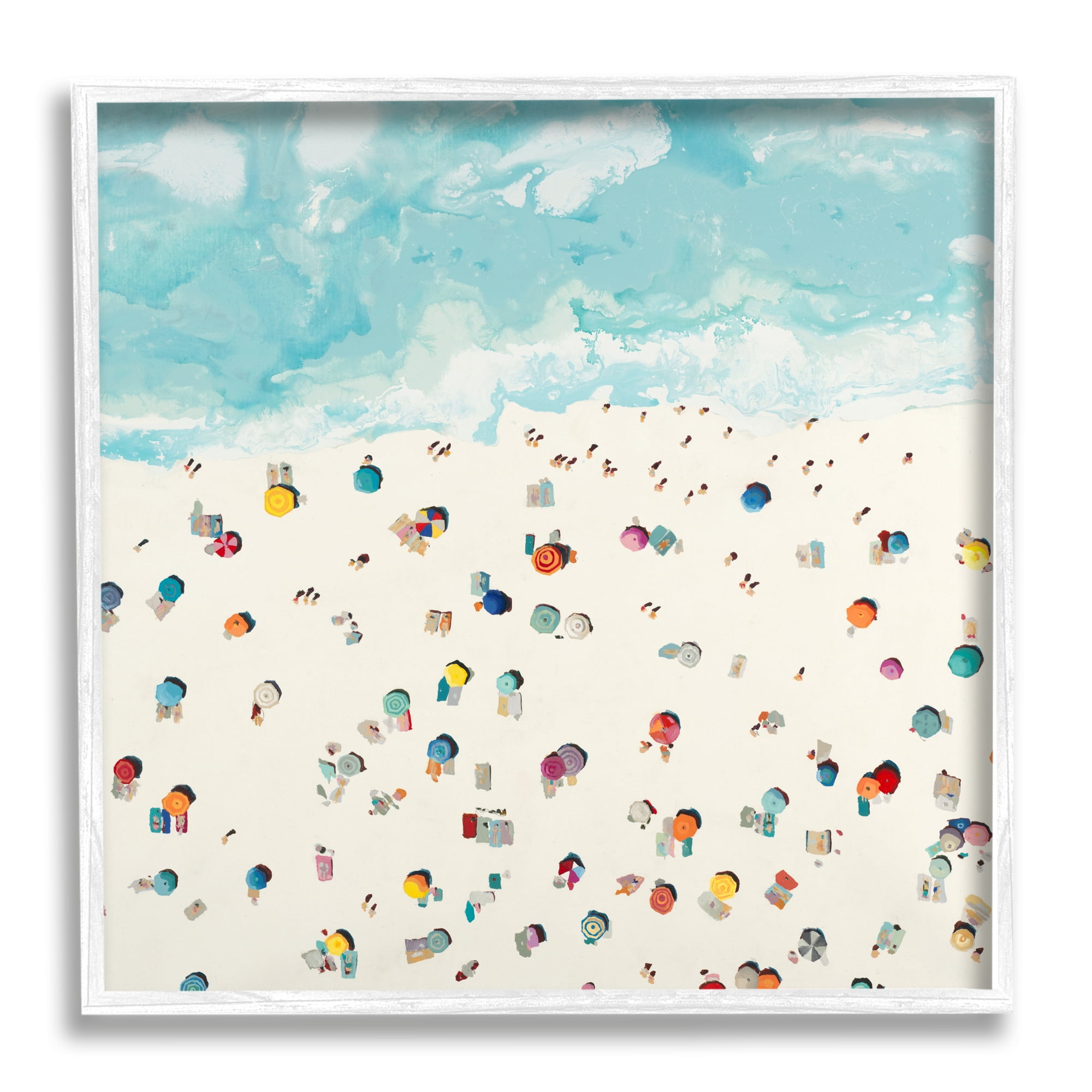 Stupell Industries Abstract People on Beach Nature Painting White Framed Art Print Wall Art, 17 x 17