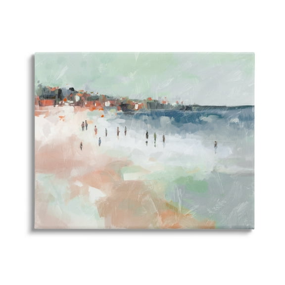 Stupell Industries Abstract People on Shore Landscape Painting Gallery Wrapped Canvas Art Print Wall Art, 20 x 16
