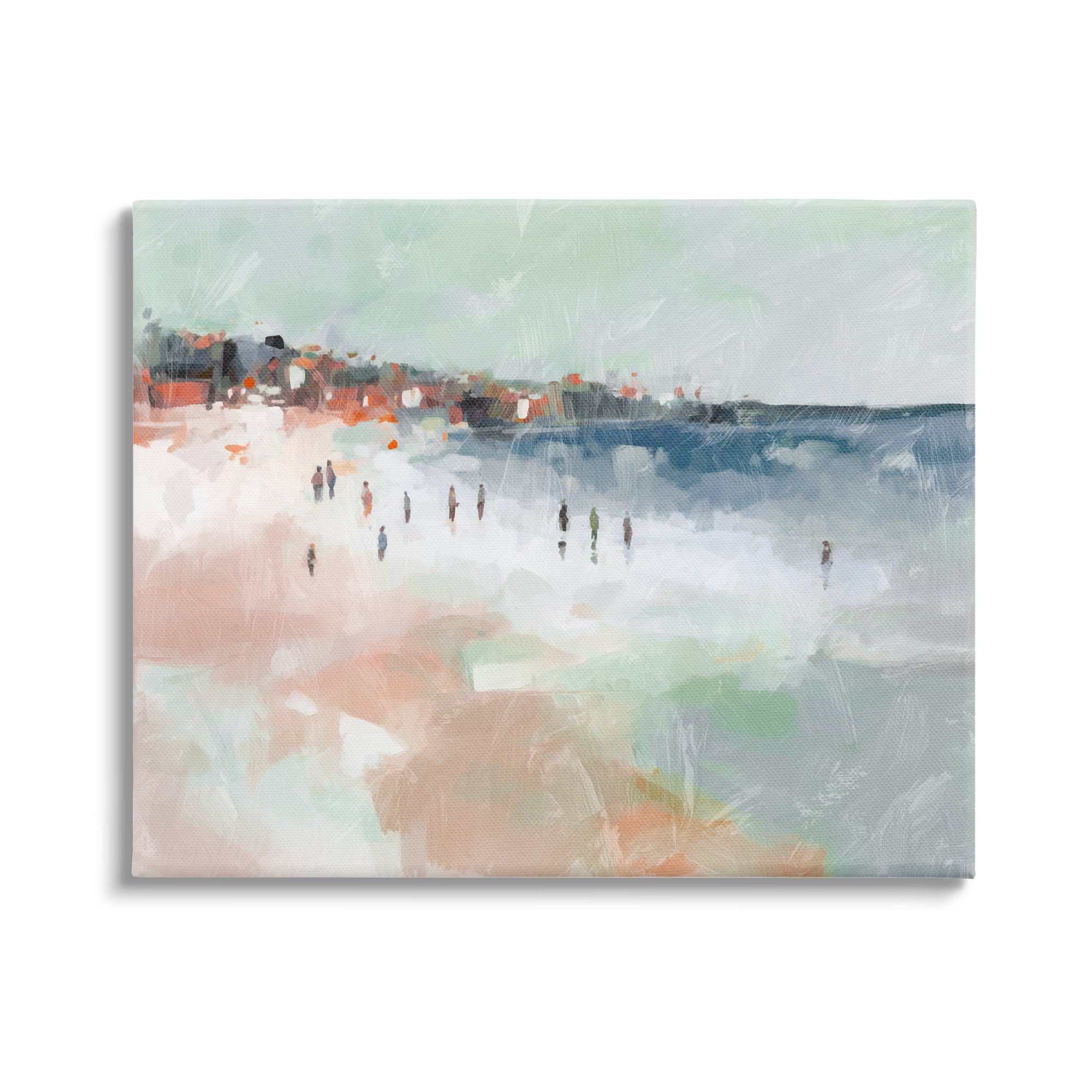 Stupell Industries Abstract People on Shore Landscape Painting Gallery Wrapped Canvas Art Print Wall Art, 40 x 30