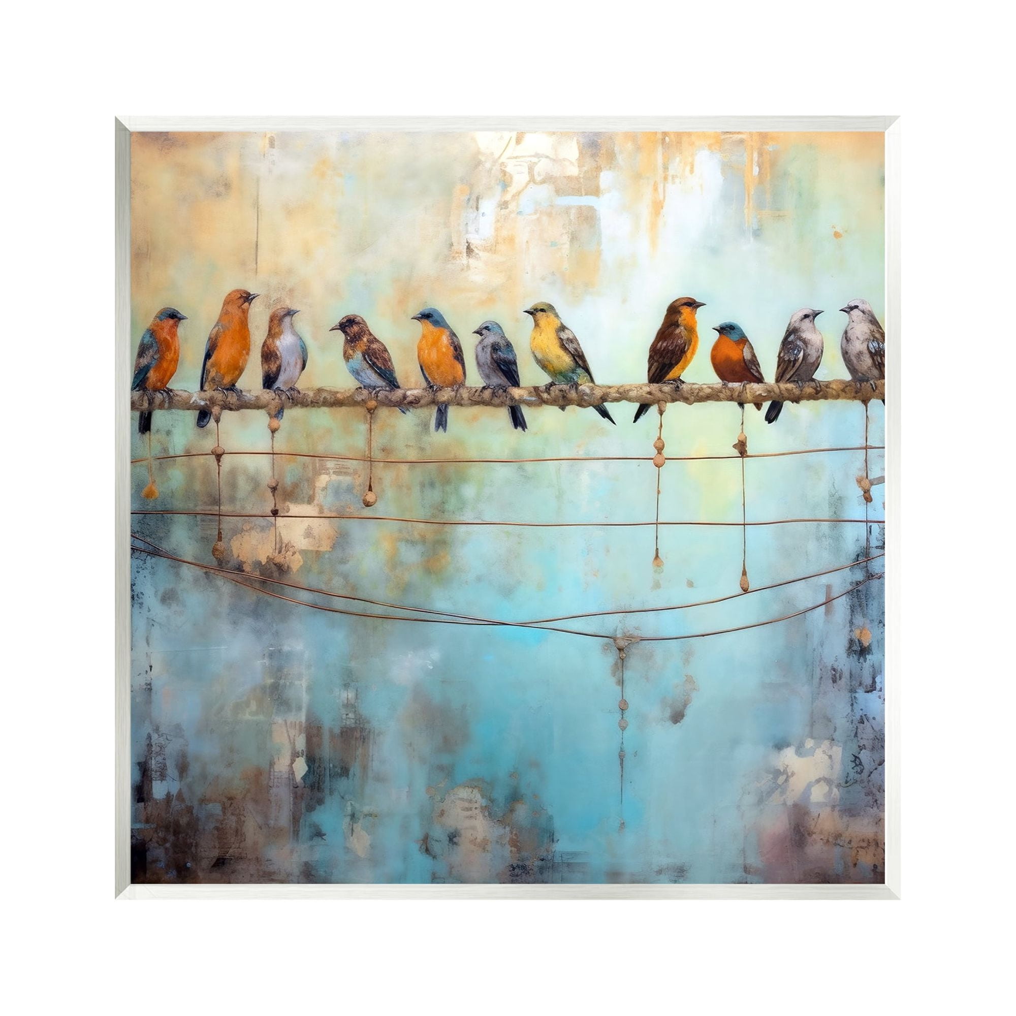 Abstract Perched Birds 12" x 12" MDF Wall Plaque