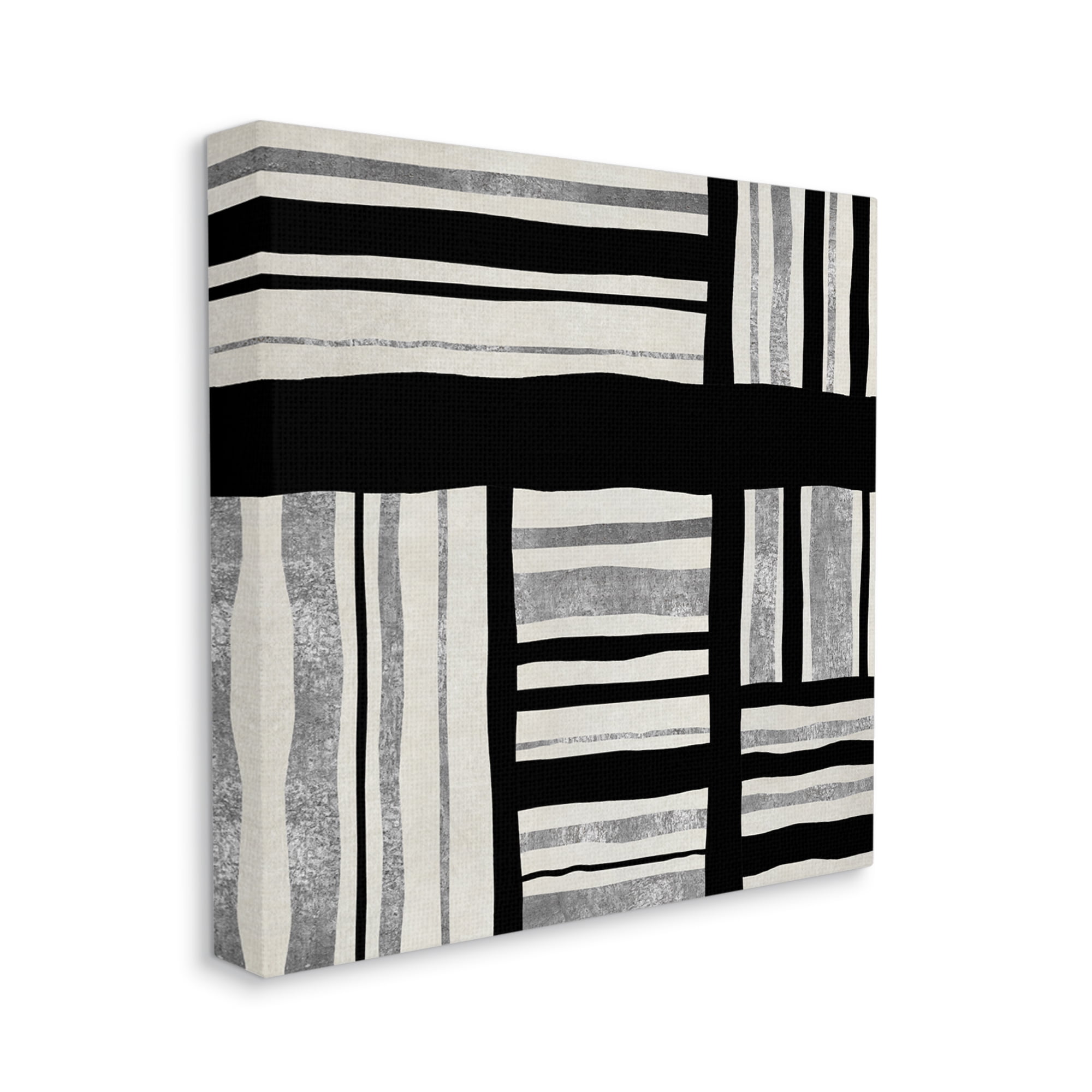 Stupell Industries Abstract Perpendicular Lines Black Grey Beige,36 x 36,Designed by Ellie Roberts