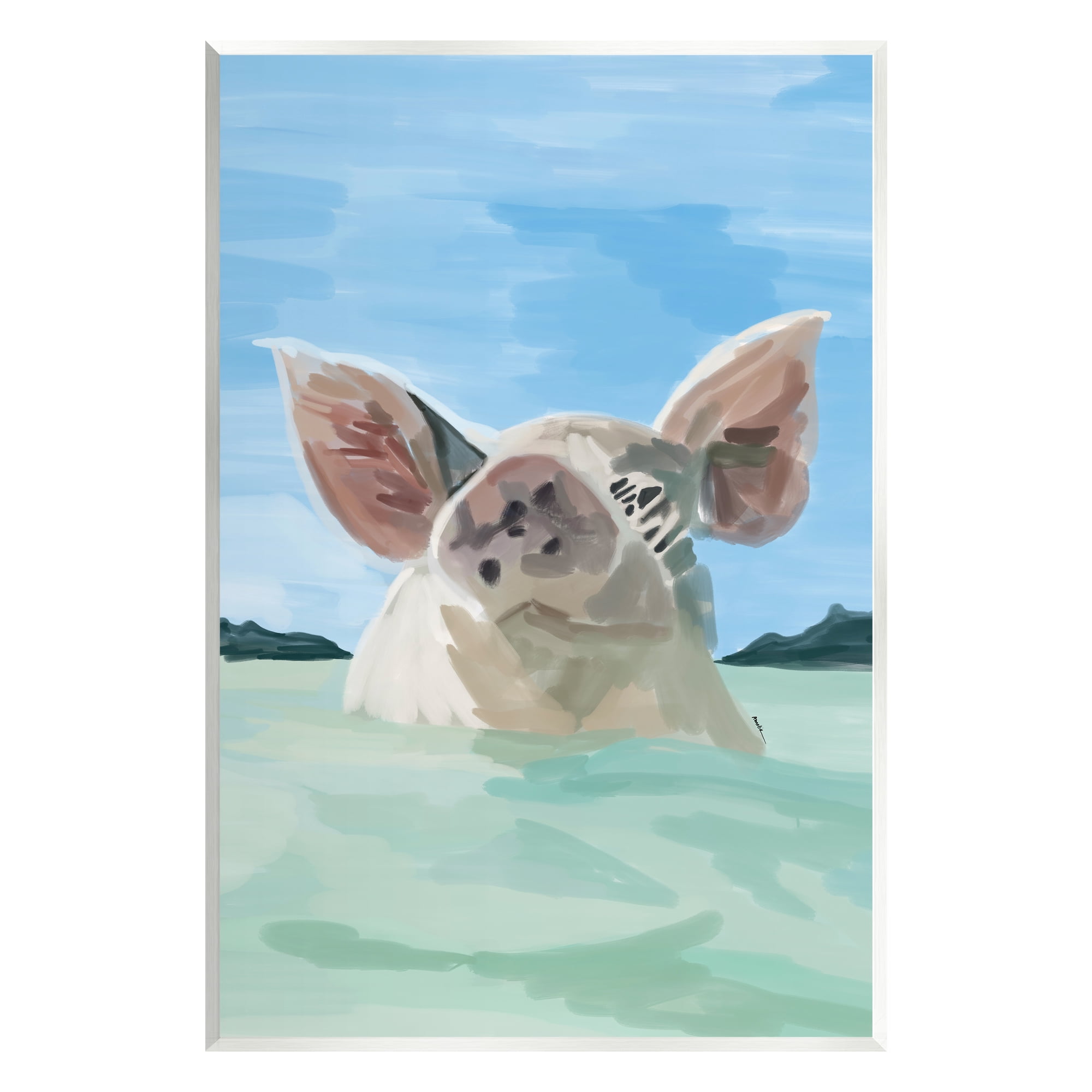 Stupell Industries Abstract Pig Swimming Animal Animals & Insects Painting Unframed Art Print Wall Art