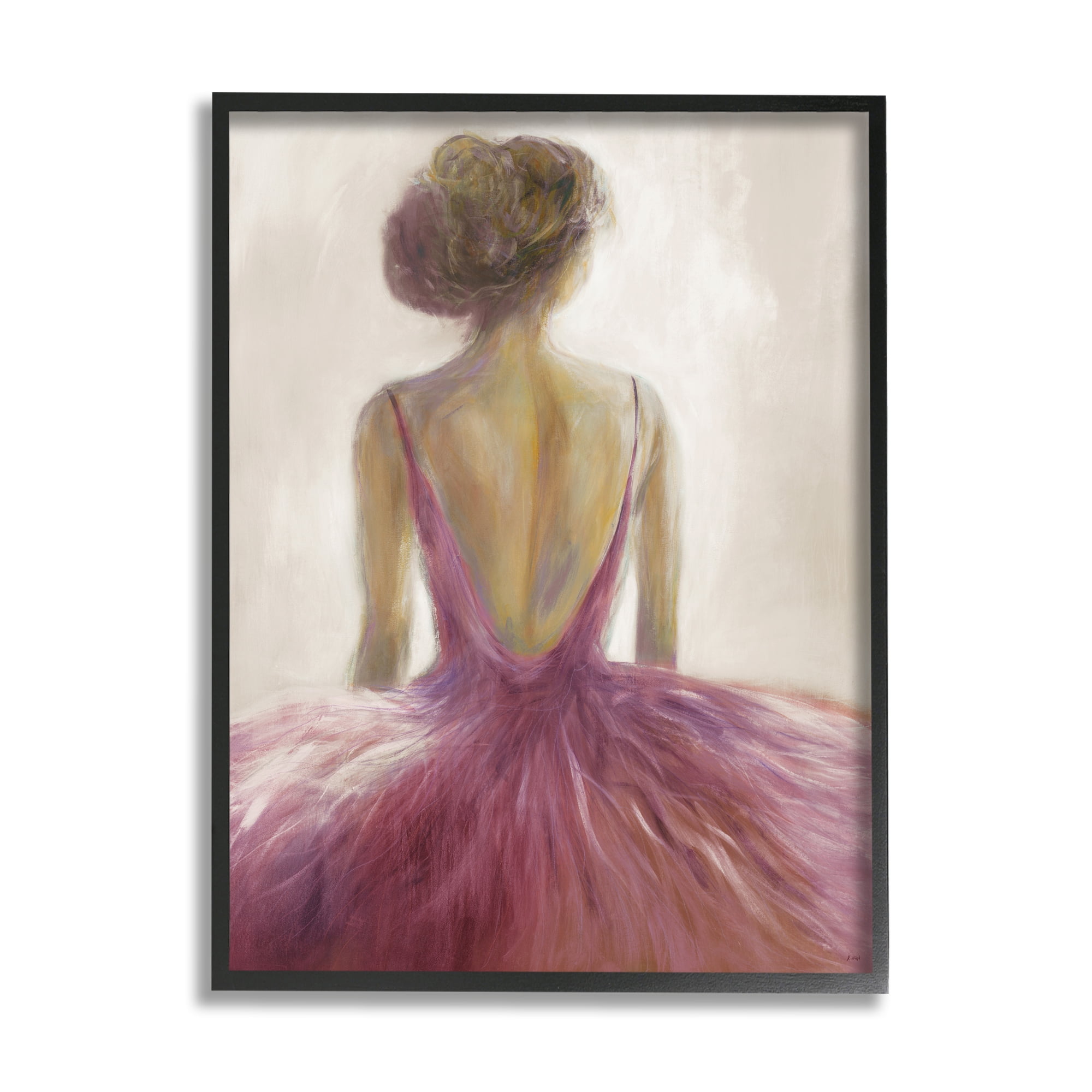 Stupell Industries Abstract Pink Ballerina Tutu Female Dancer Beauty & Fashion Painting Black Framed Art Print Wall Art, 16 x 20